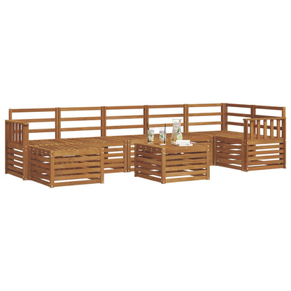 Outdoor Sofa Set 8 pcs Natural Vertical slats