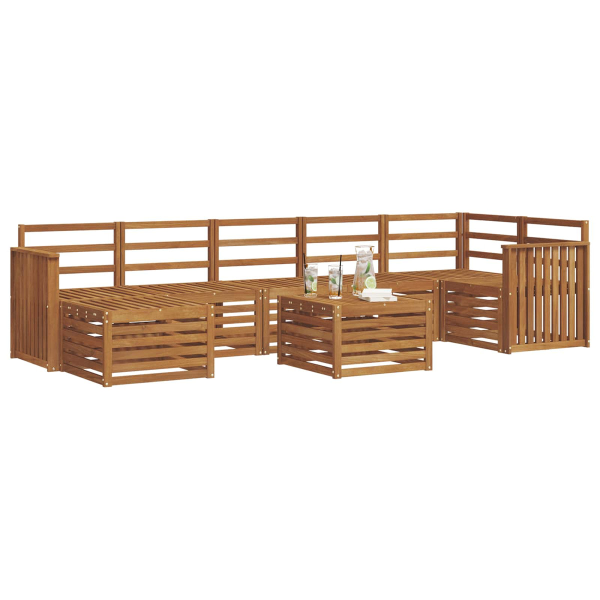 vidaXL Outdoor Sofa Set 8 pcs Natural 3