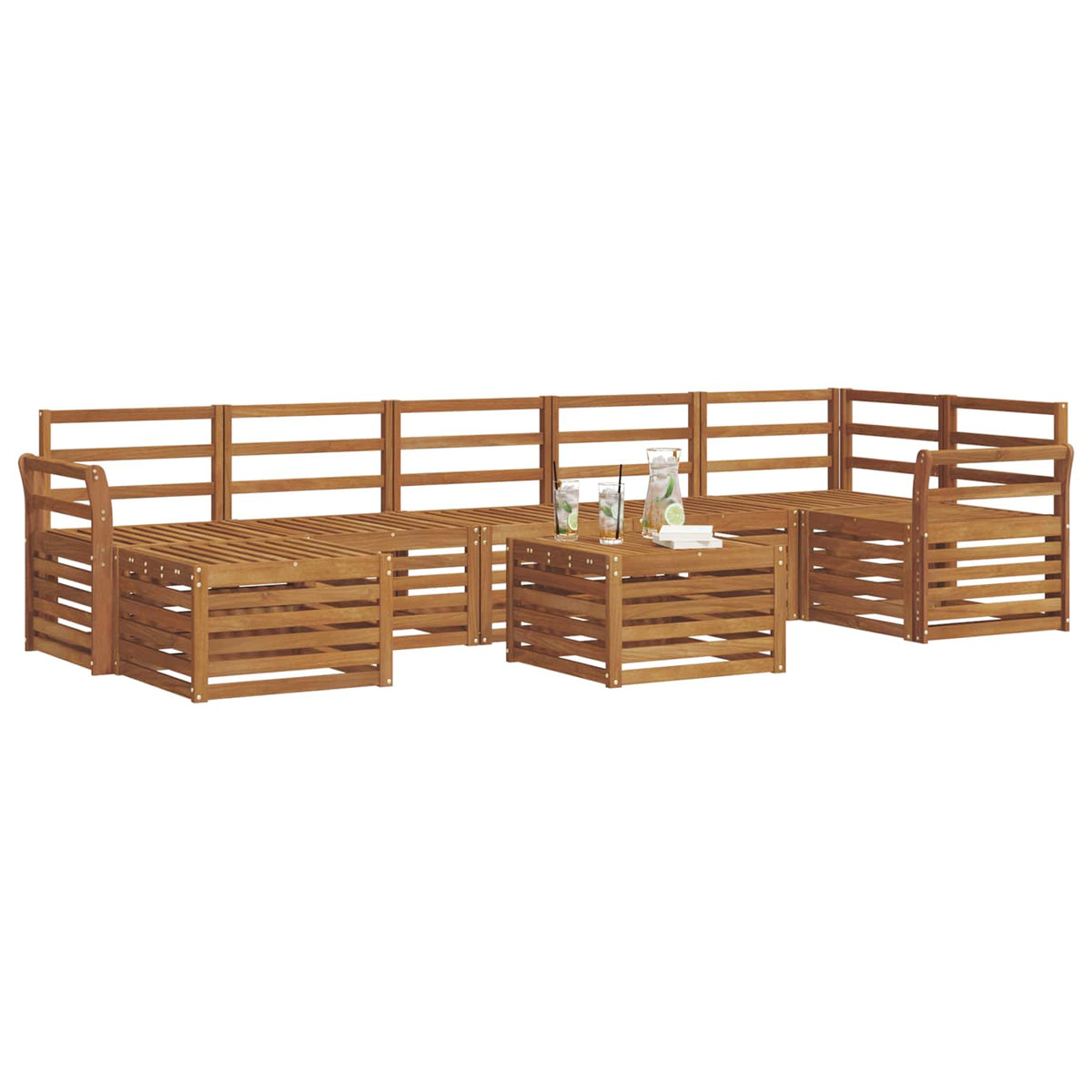 vidaXL Outdoor Sofa Set 8 pcs Natural 3