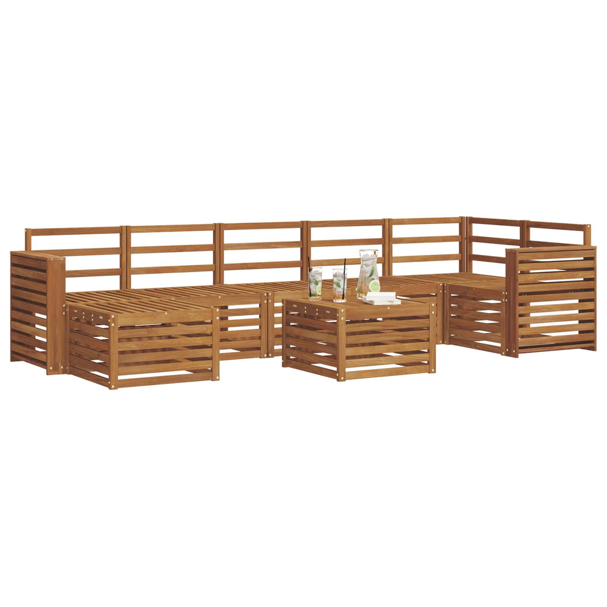 vidaXL Outdoor Sofa Set 8 pcs Natural 3