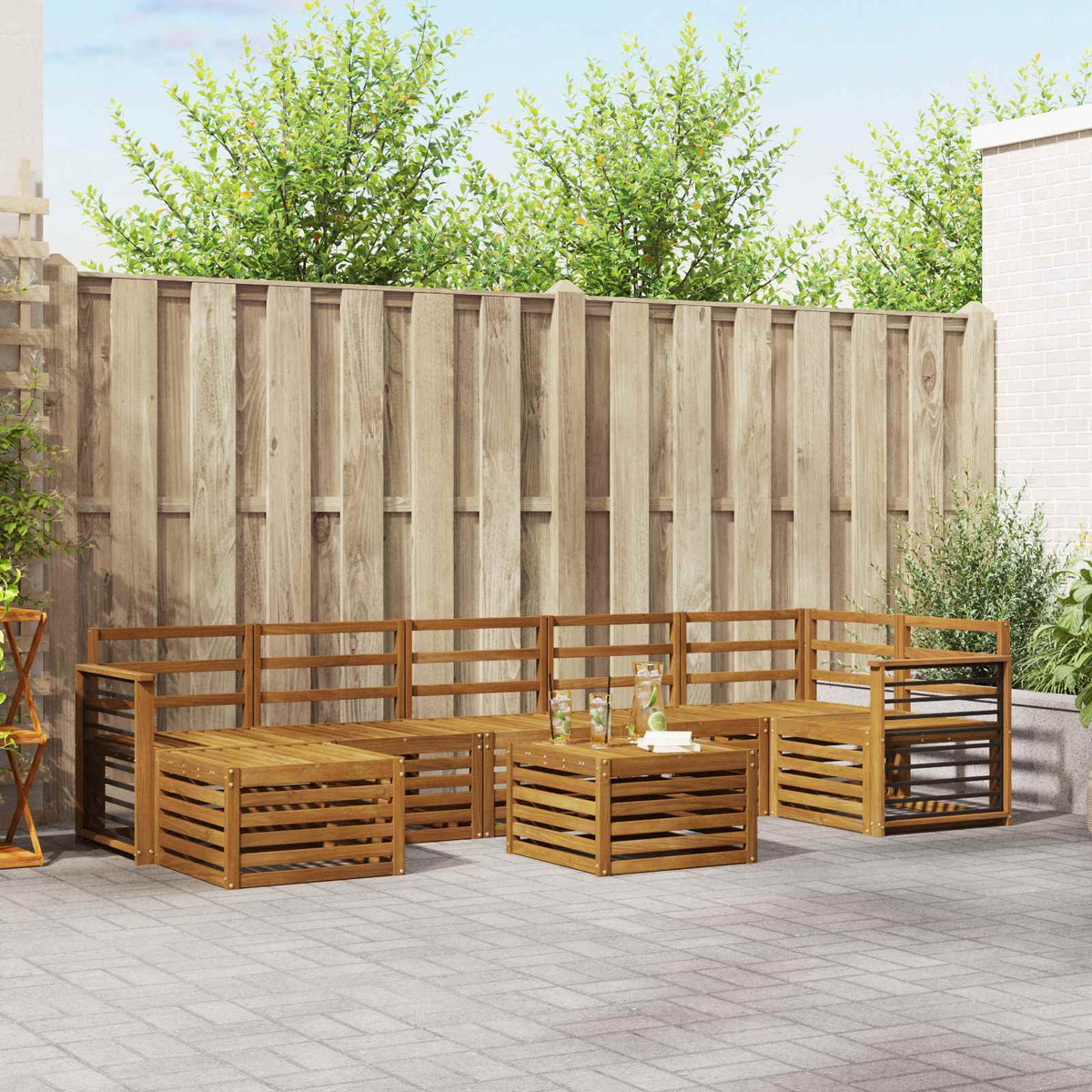 vidaXL Outdoor Sofa Set 8 pcs Natural 1