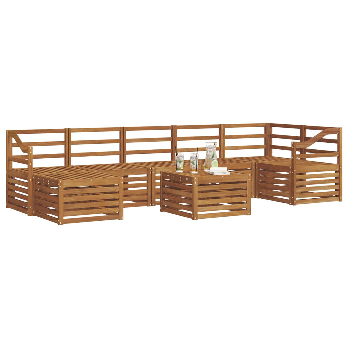 Outdoor Sofa Set 8 pcs Natural Sloped