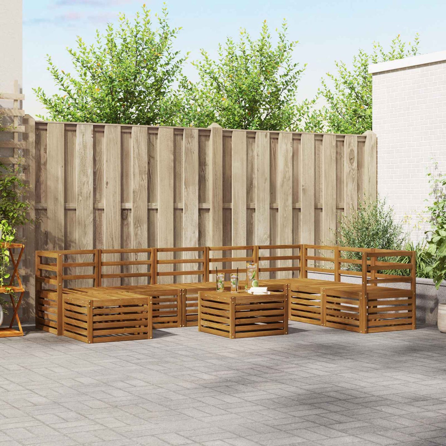 vidaXL Outdoor Sofa Set 9 pcs Natural 1
