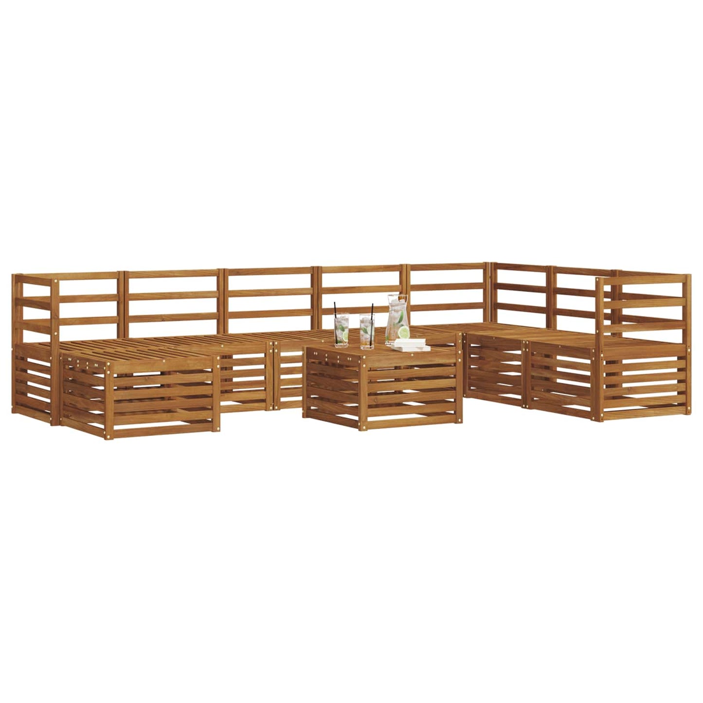 vidaXL Outdoor Sofa Set 9 pcs Natural 3