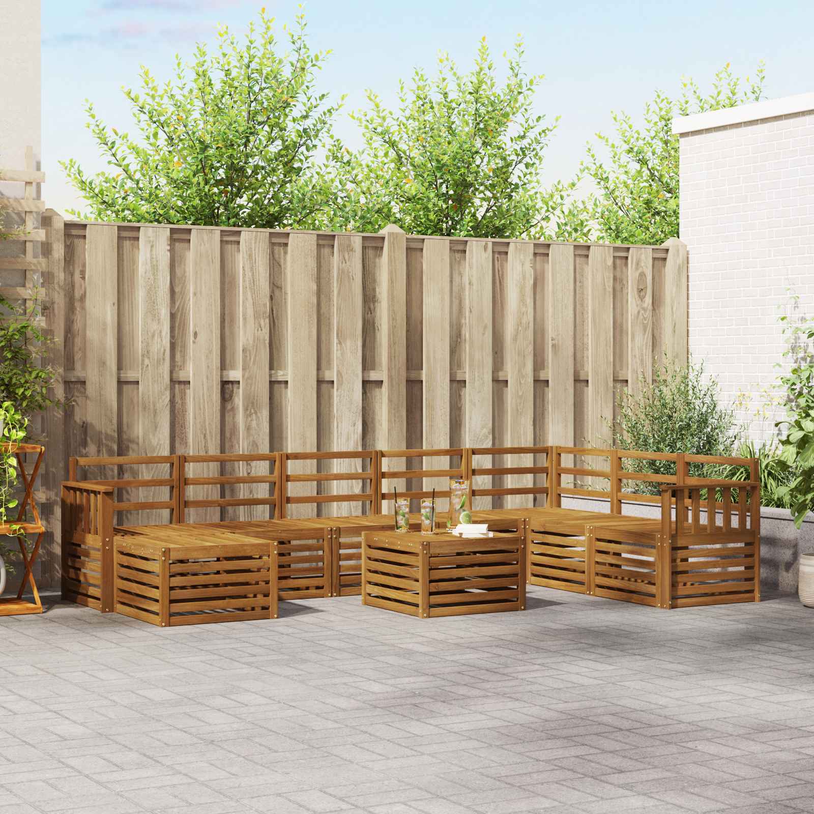 vidaXL Outdoor Sofa Set 9 pcs Natural 1