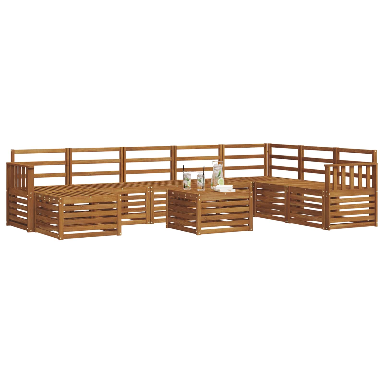 vidaXL Outdoor Sofa Set 9 pcs Natural 3
