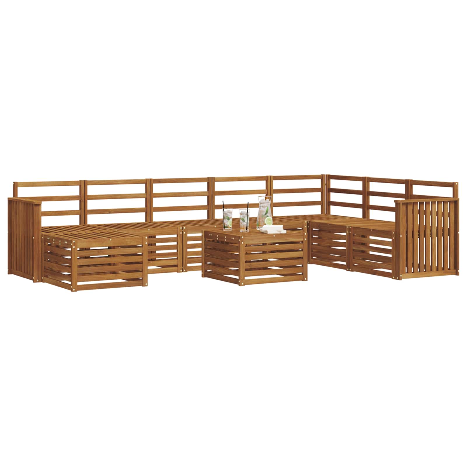 vidaXL Outdoor Sofa Set 9 pcs Natural 3