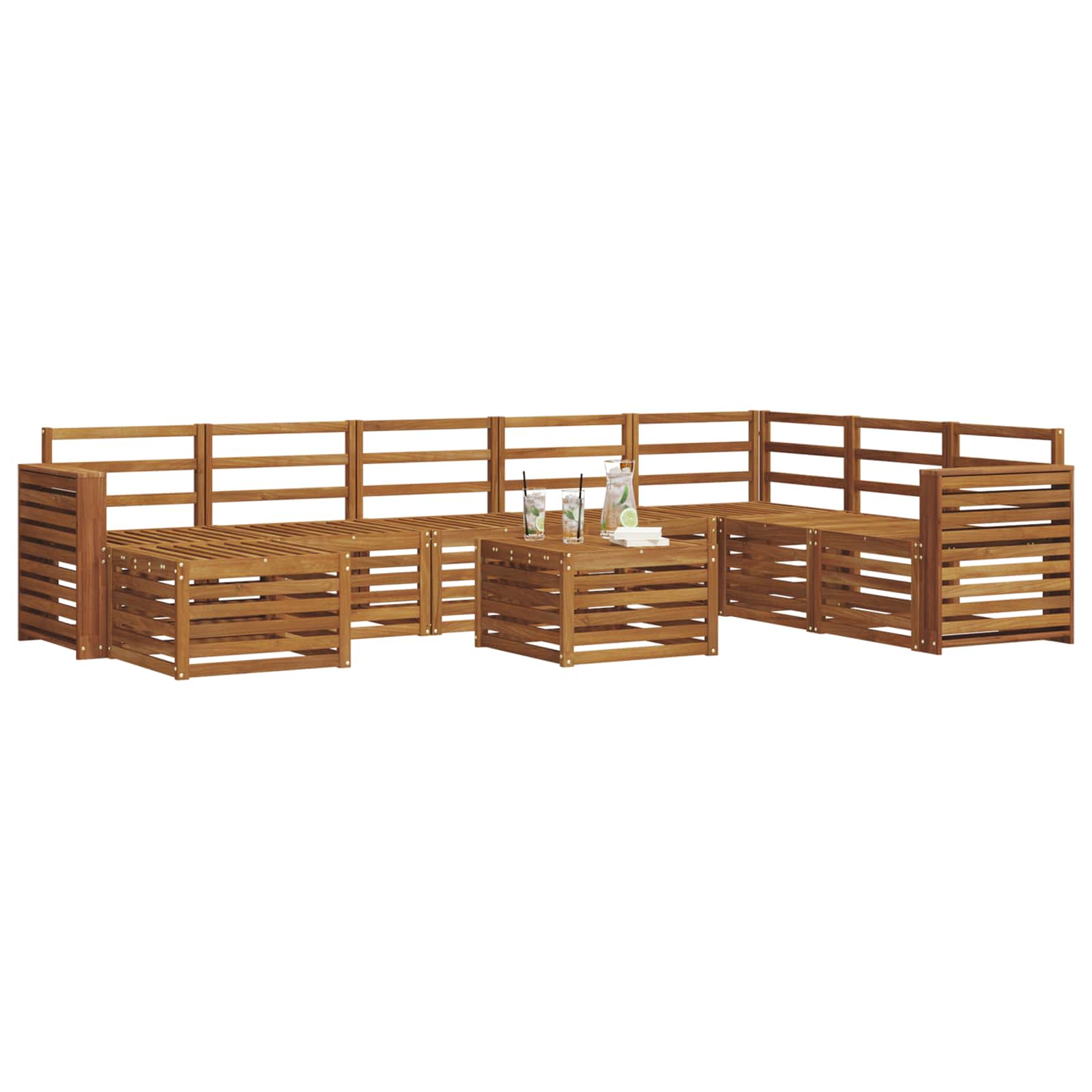 vidaXL Outdoor Sofa Set 9 pcs Natural 3