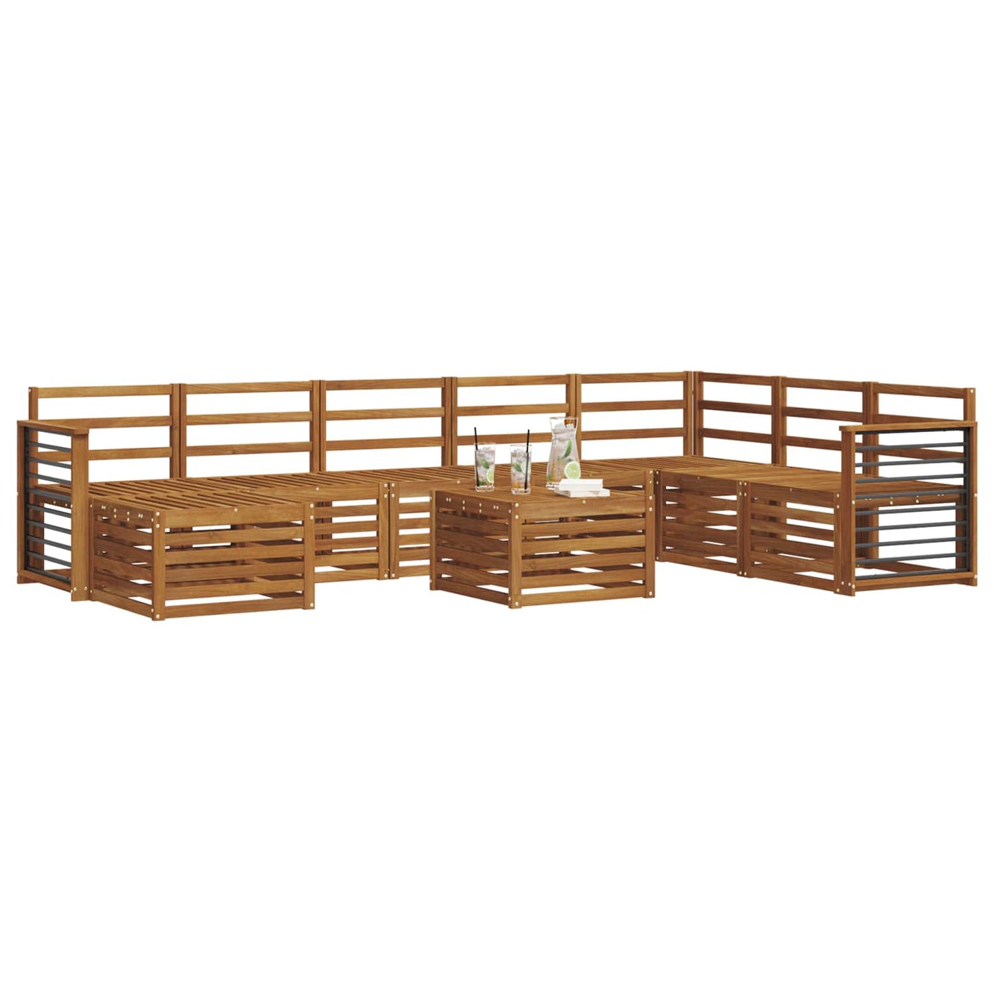 vidaXL Outdoor Sofa Set 9 pcs Natural 3