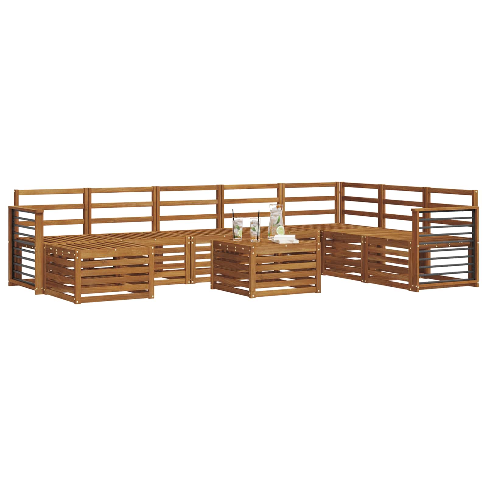 vidaXL Outdoor Sofa Set 9 pcs Natural 3