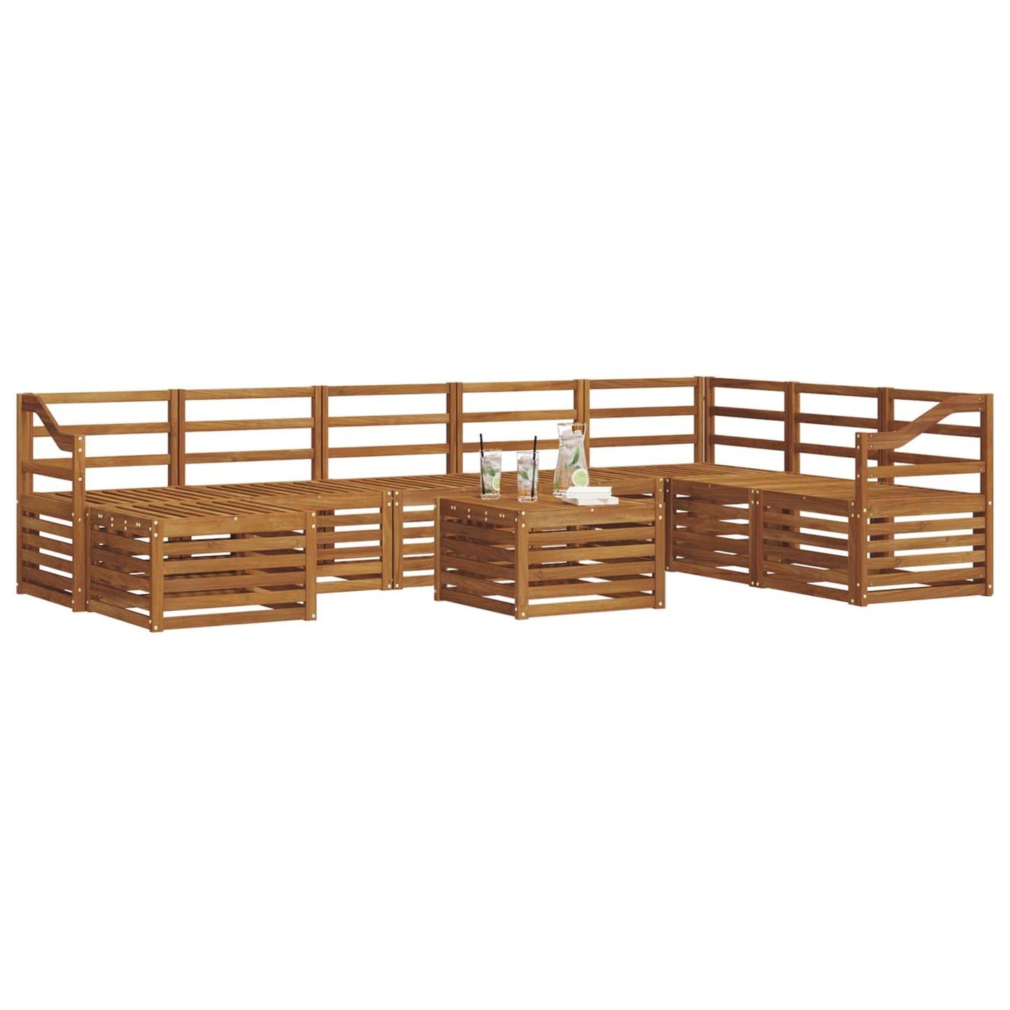 vidaXL Outdoor Sofa Set 9 pcs Natural 3