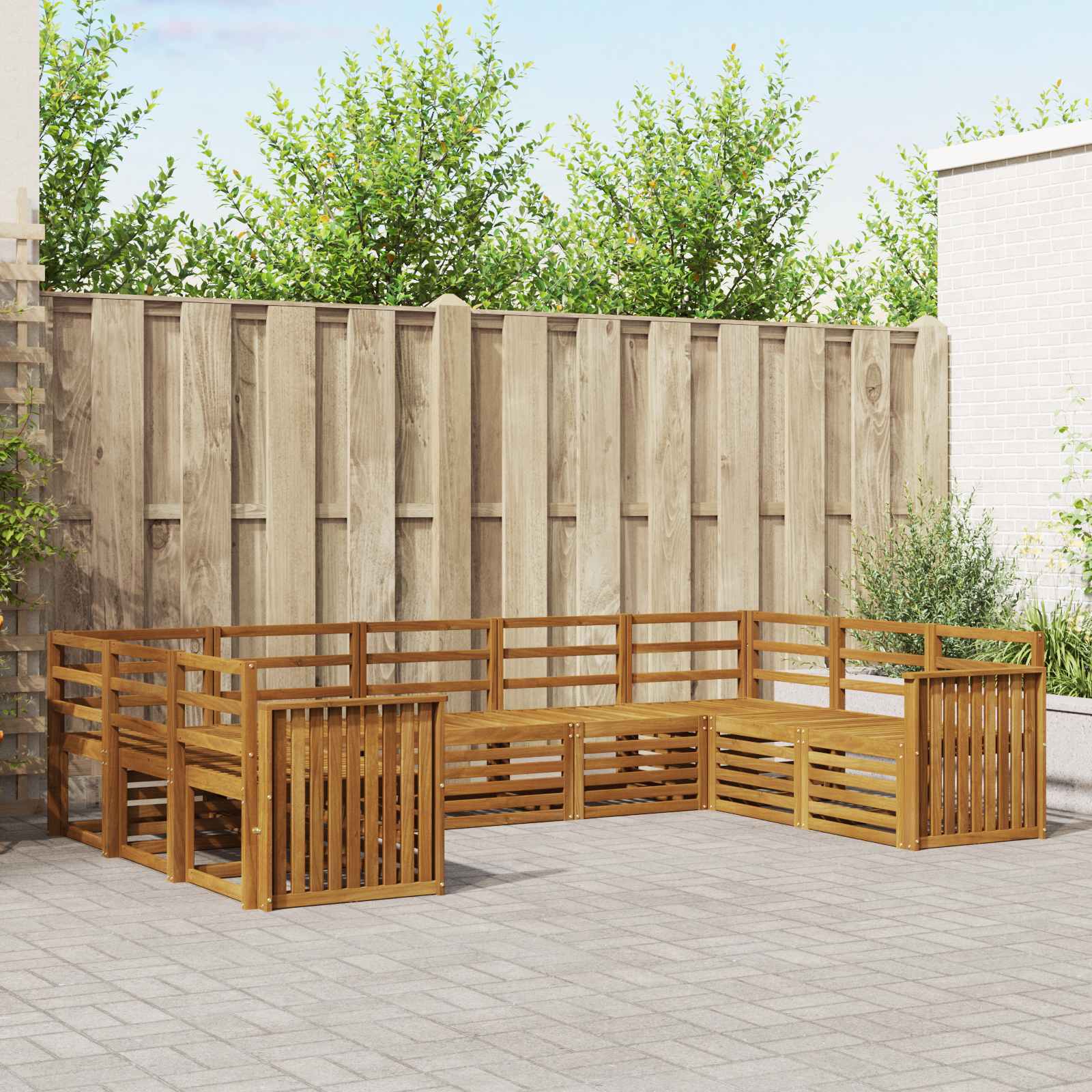 vidaXL Outdoor Sofa Set 9 pcs Natural 1