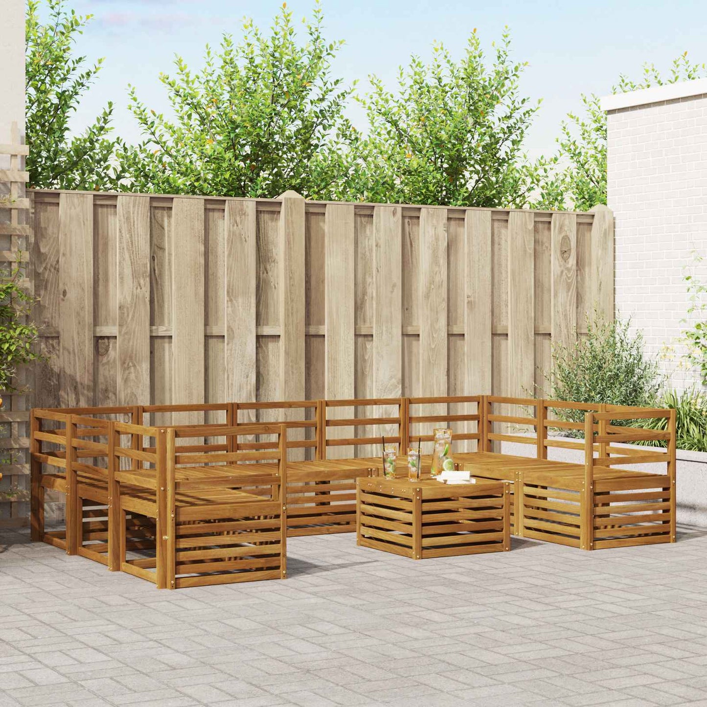 vidaXL Outdoor Sofa Set 10 pcs Natural 1