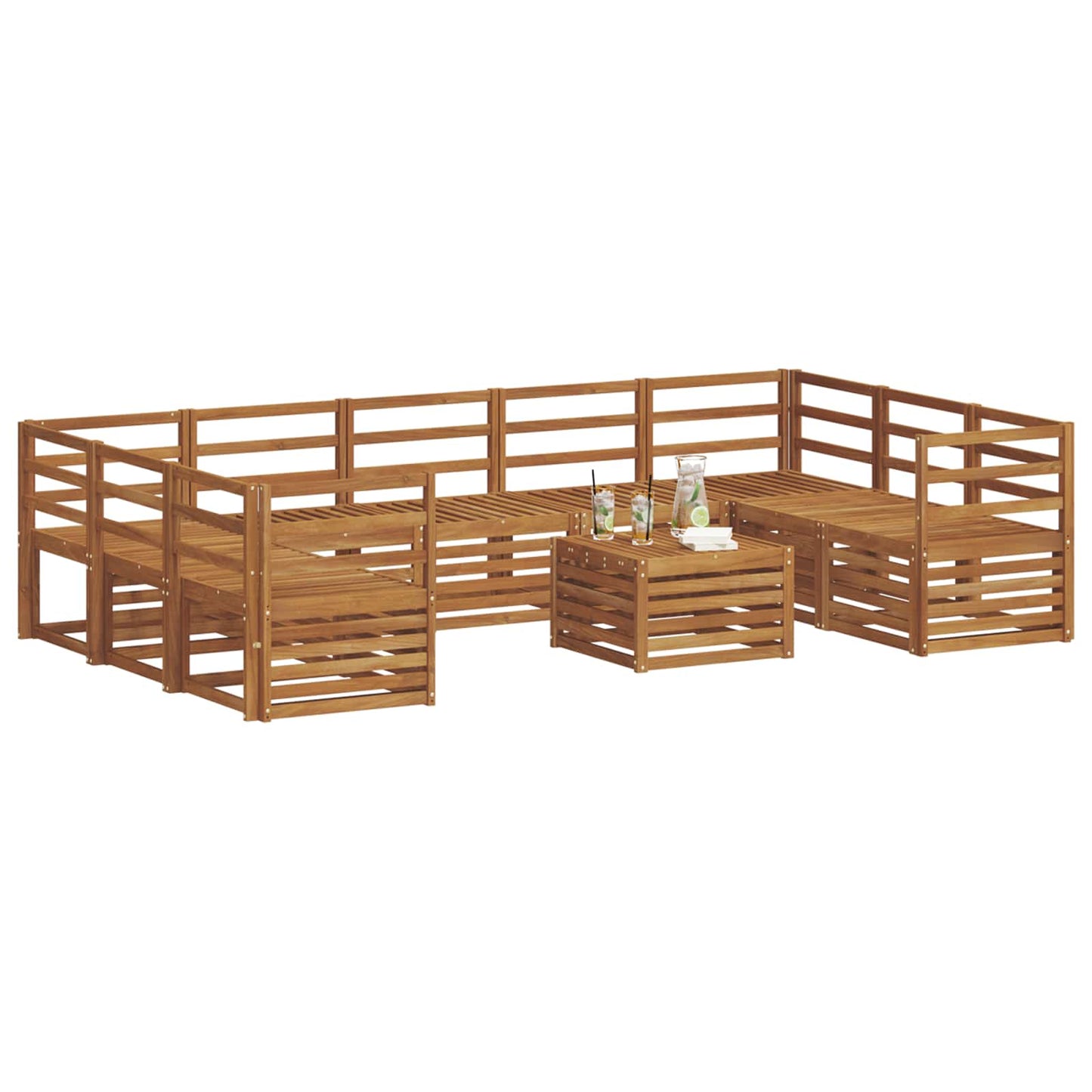 vidaXL Outdoor Sofa Set 10 pcs Natural 3