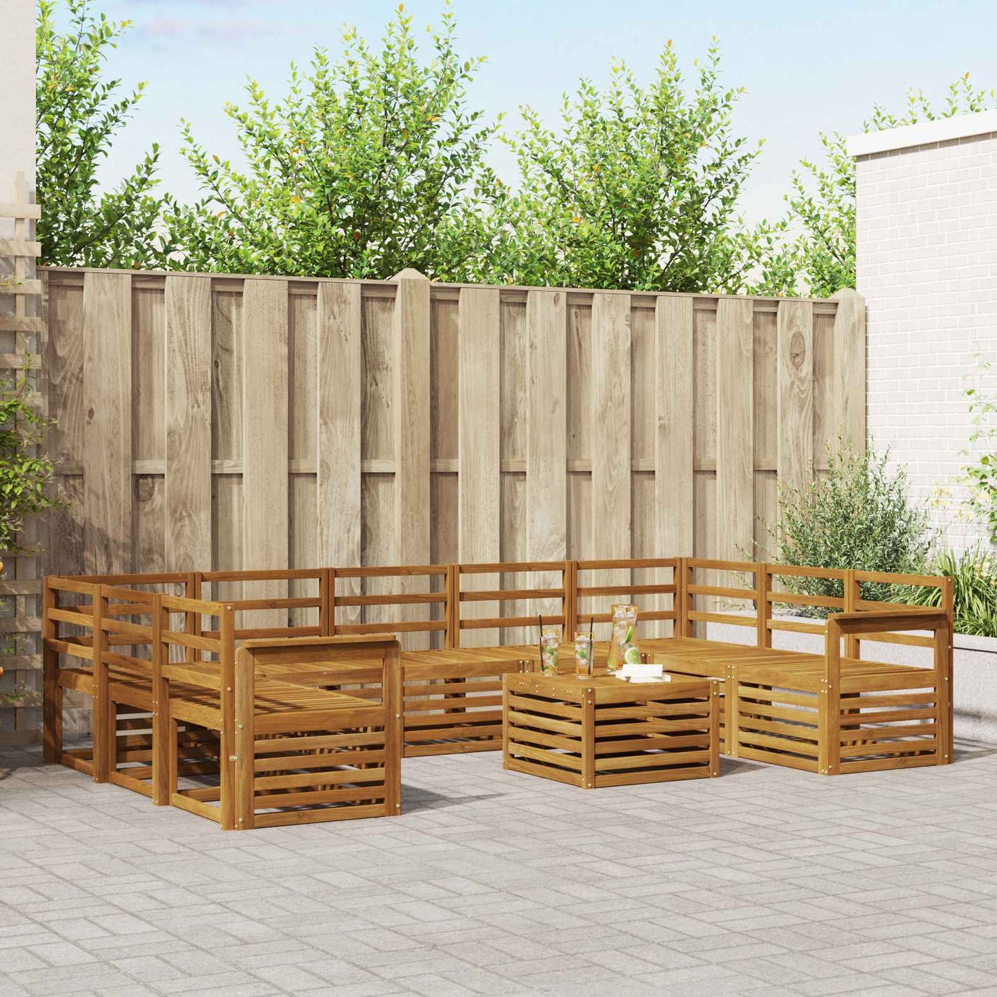vidaXL Outdoor Sofa Set 10 pcs Natural 1