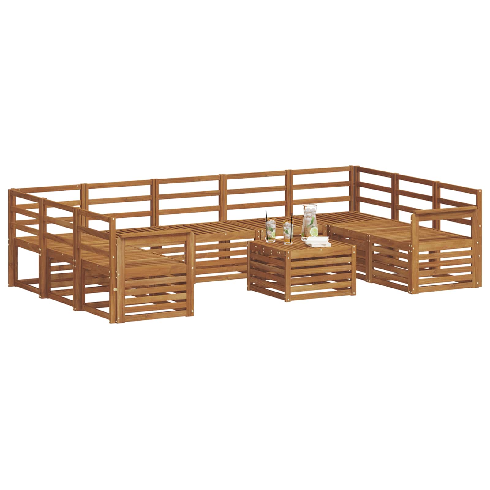 vidaXL Outdoor Sofa Set 10 pcs Natural 3