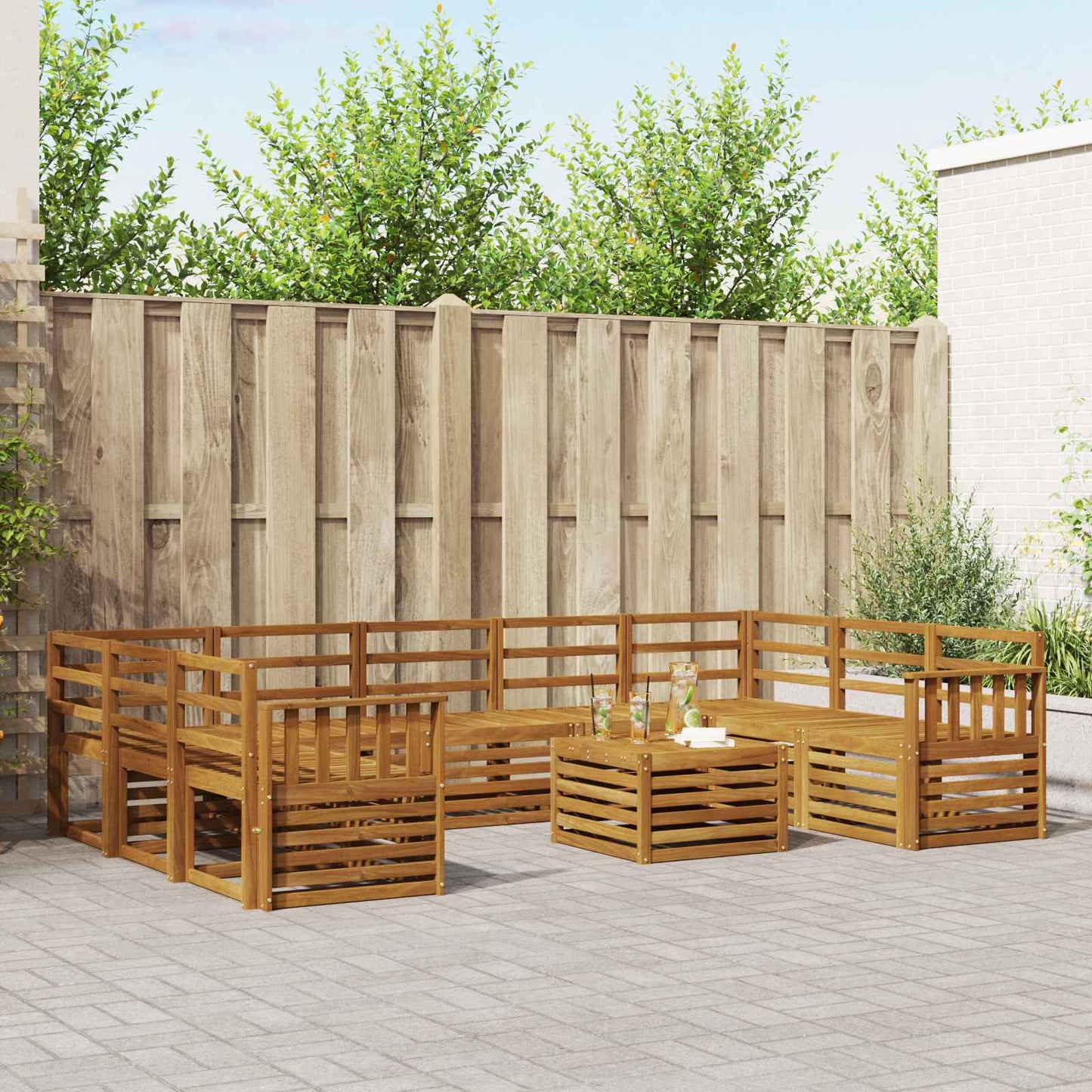 vidaXL Outdoor Sofa Set 10 pcs Natural 1