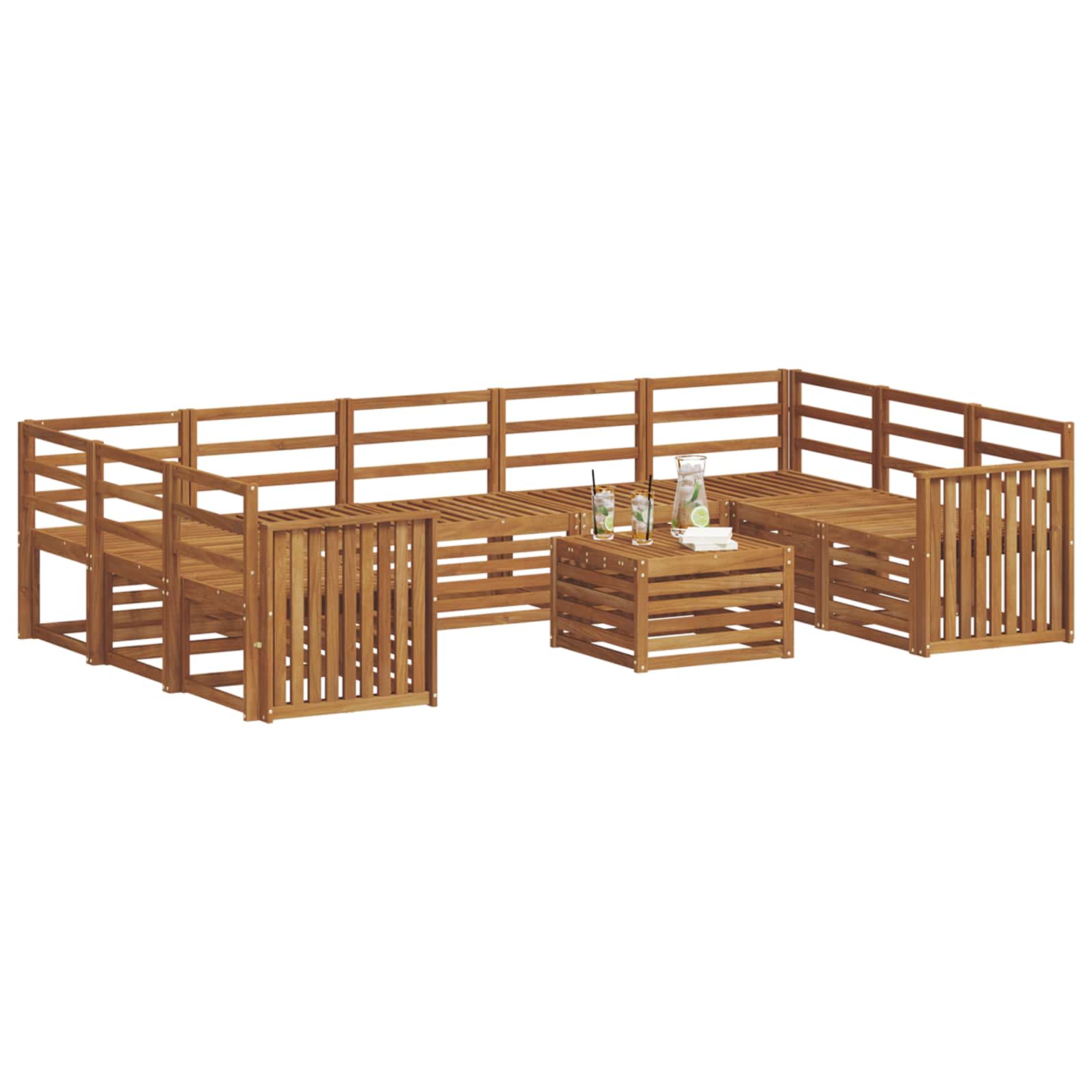 vidaXL Outdoor Sofa Set 10 pcs Natural 3