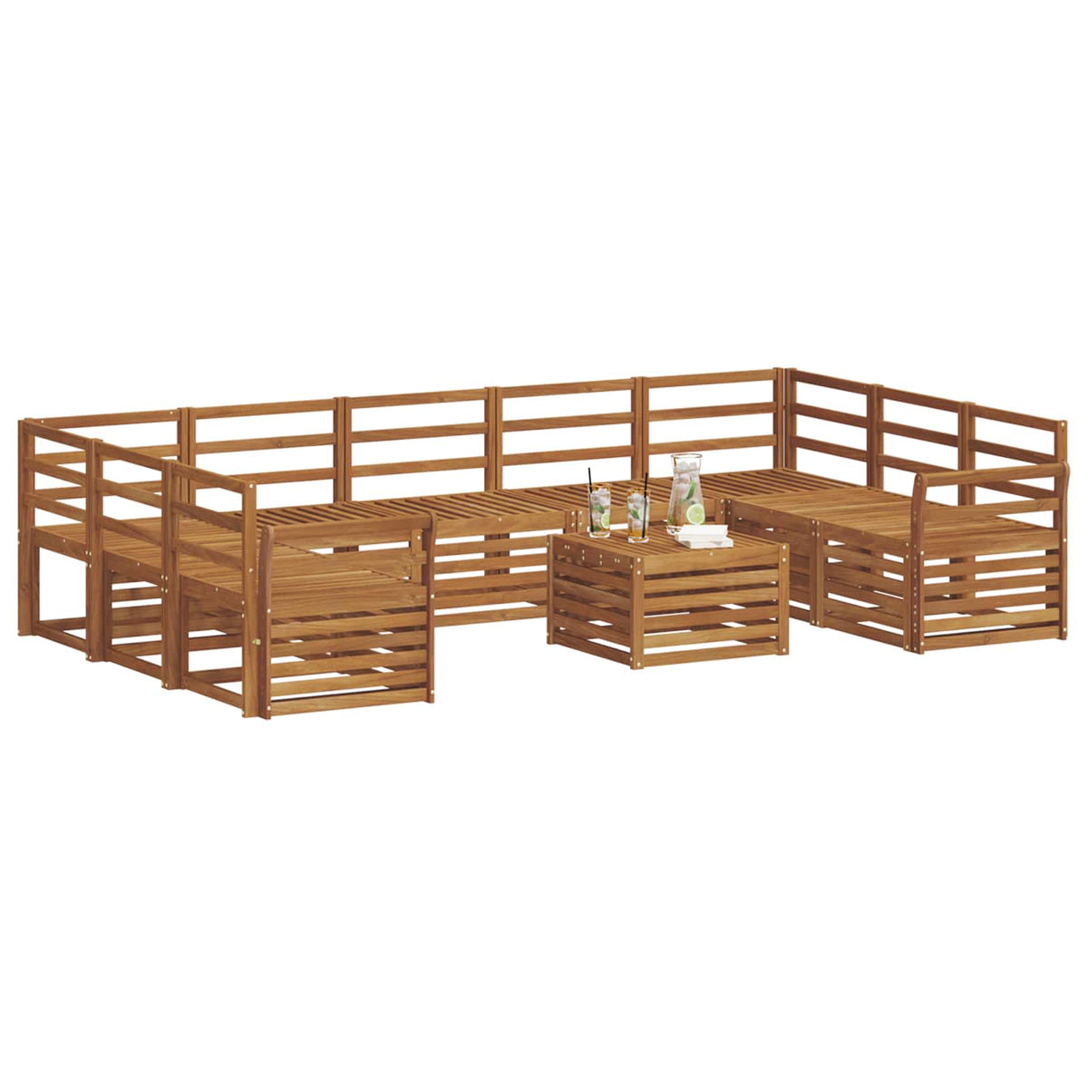 Outdoor Sofa Set 10 pcs Natural Curved