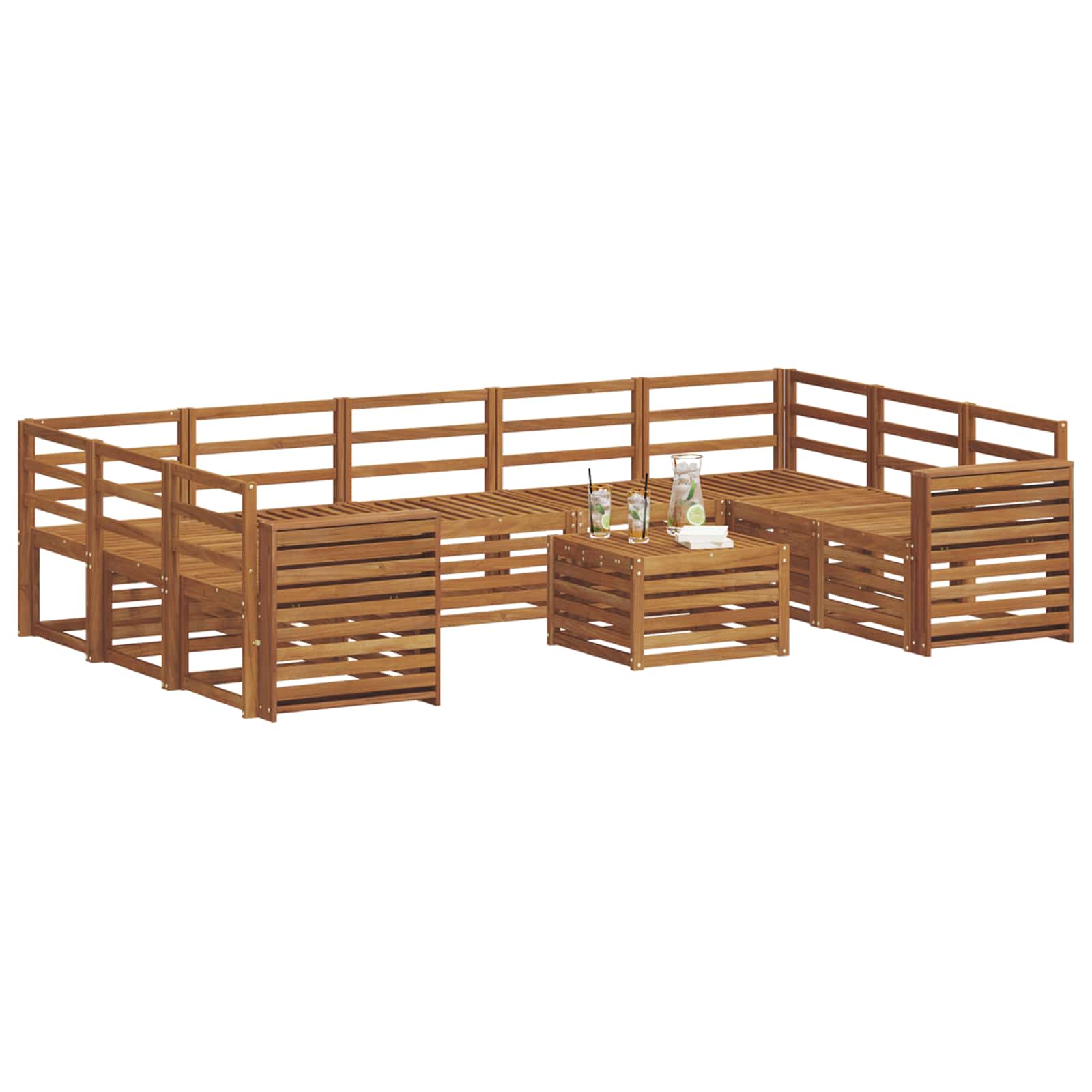 vidaXL Outdoor Sofa Set 10 pcs Natural 3