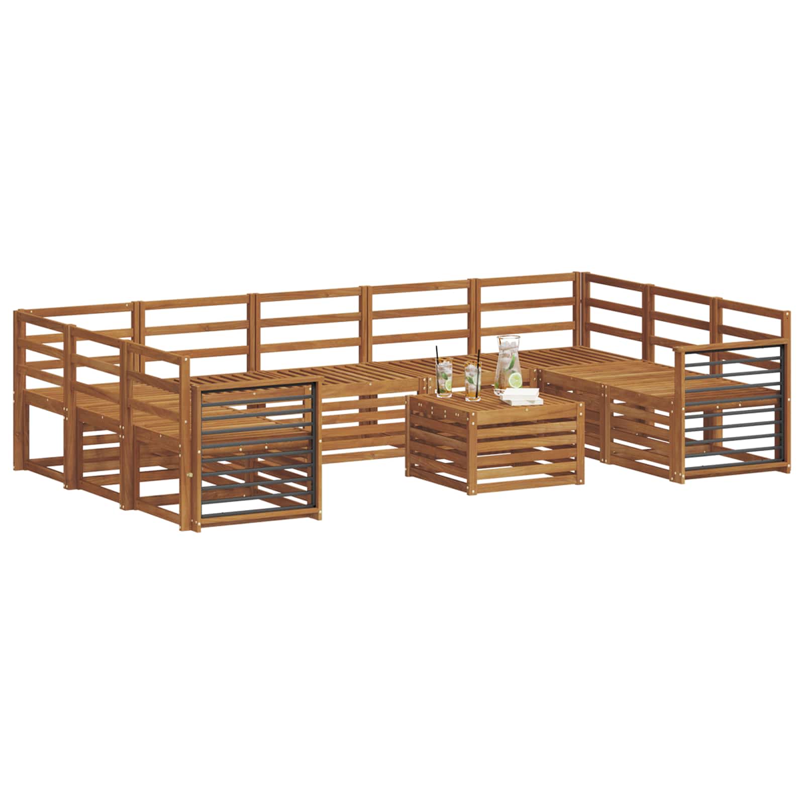 vidaXL Outdoor Sofa Set 10 pcs Natural 3