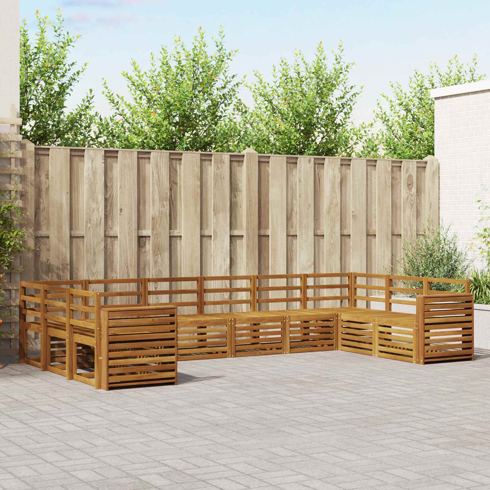 vidaXL Outdoor Sofa Set 10 pcs Natural 1
