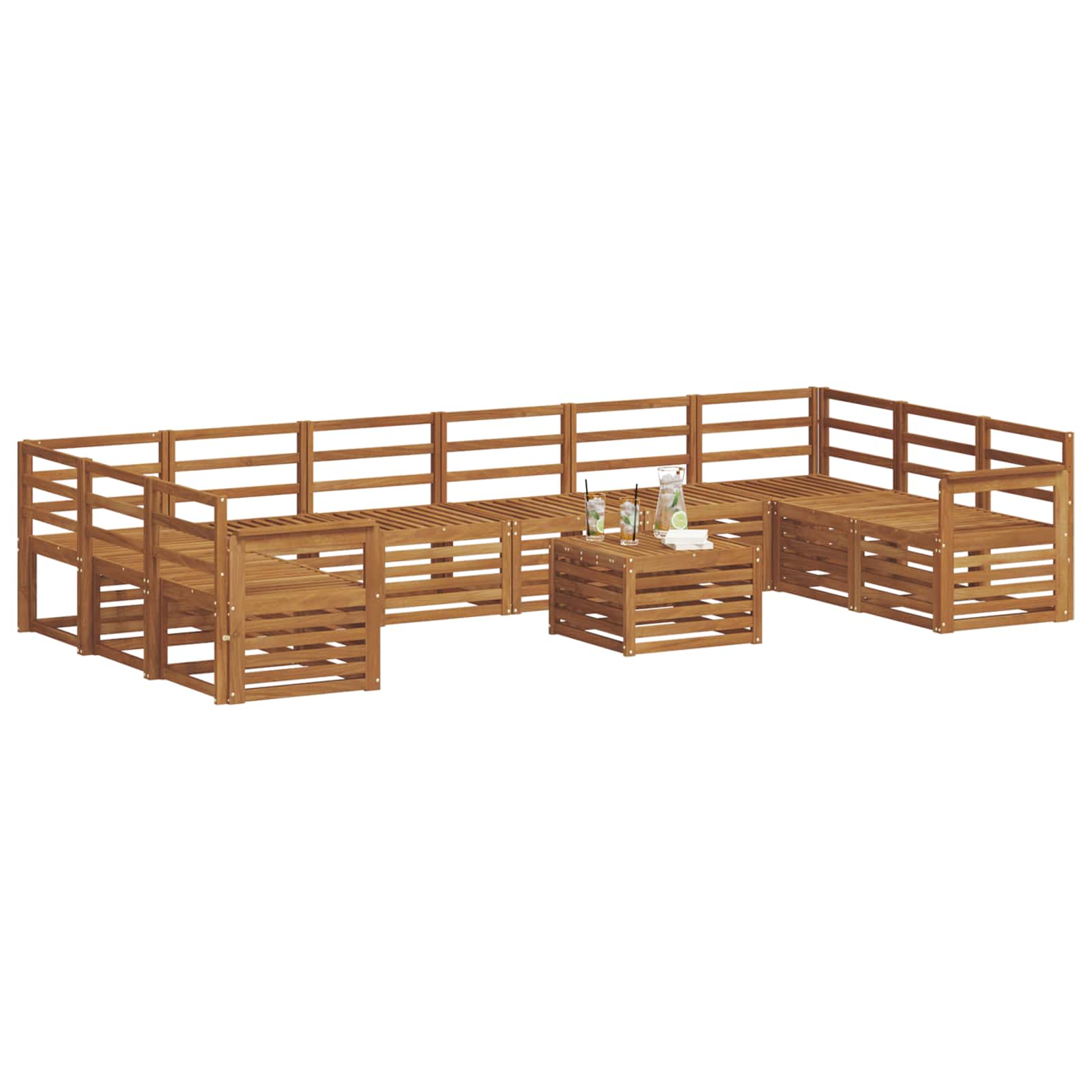 vidaXL Outdoor Sofa Set 11 pcs Natural 3