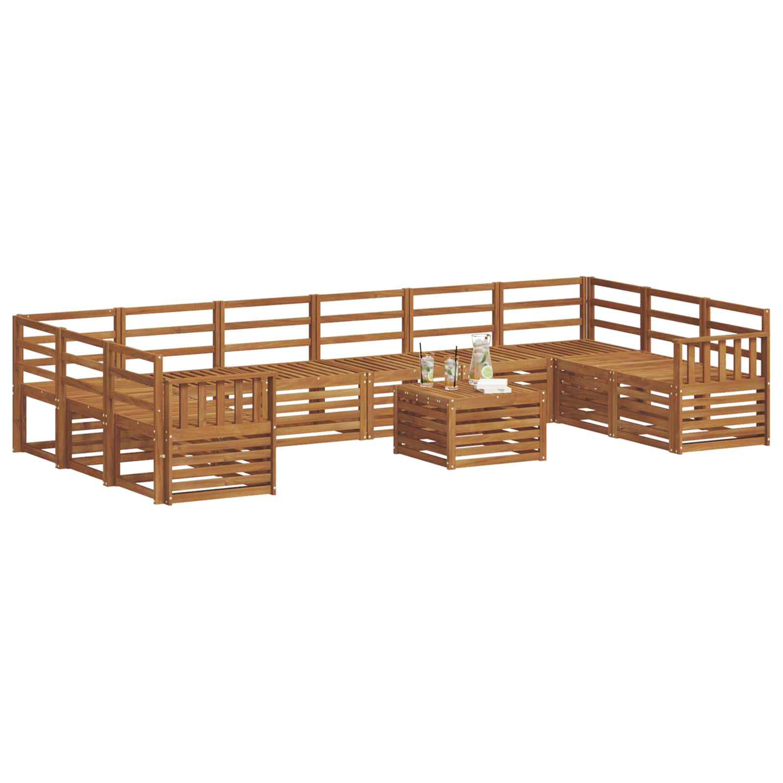 vidaXL Outdoor Sofa Set 11 pcs Natural 3