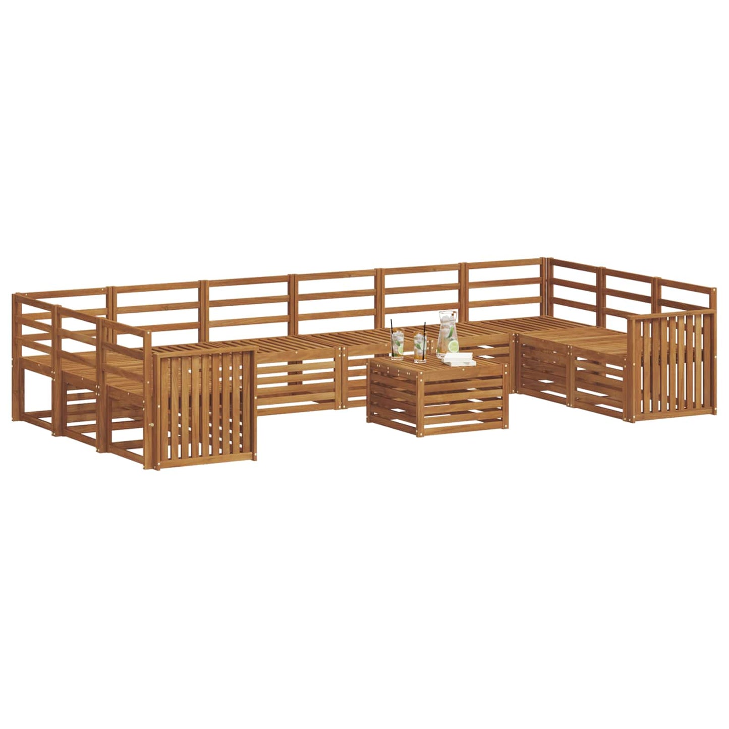 vidaXL Outdoor Sofa Set 11 pcs Natural 3