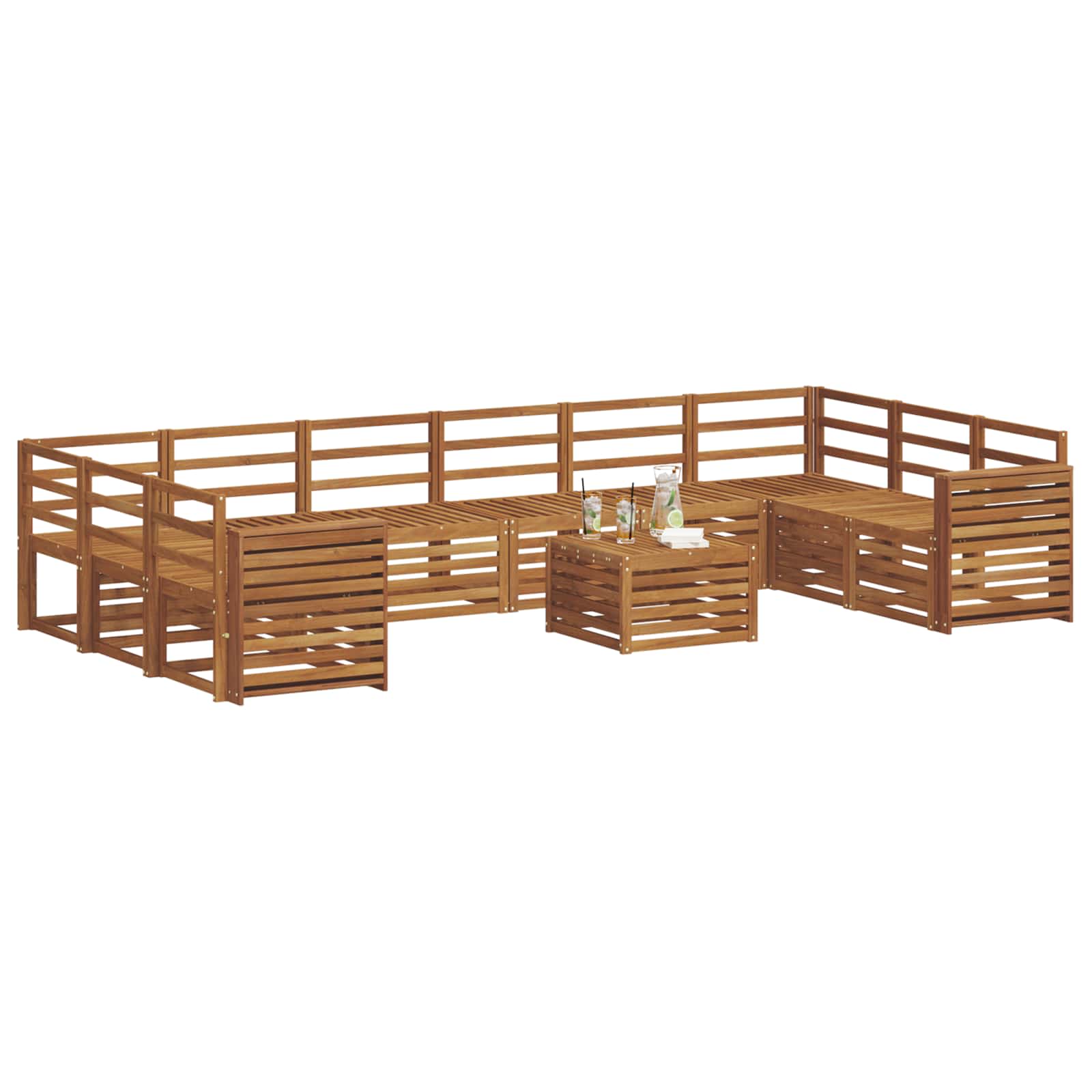 vidaXL Outdoor Sofa Set 11 pcs Natural 3