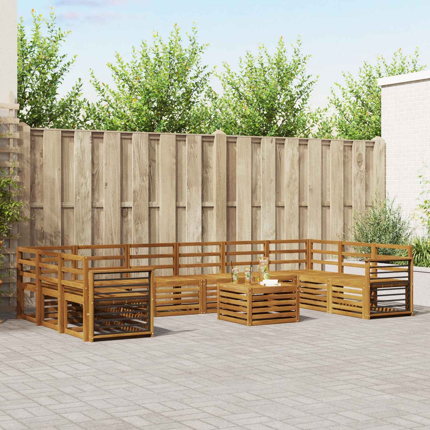 vidaXL Outdoor Sofa Set 11 pcs Natural 1