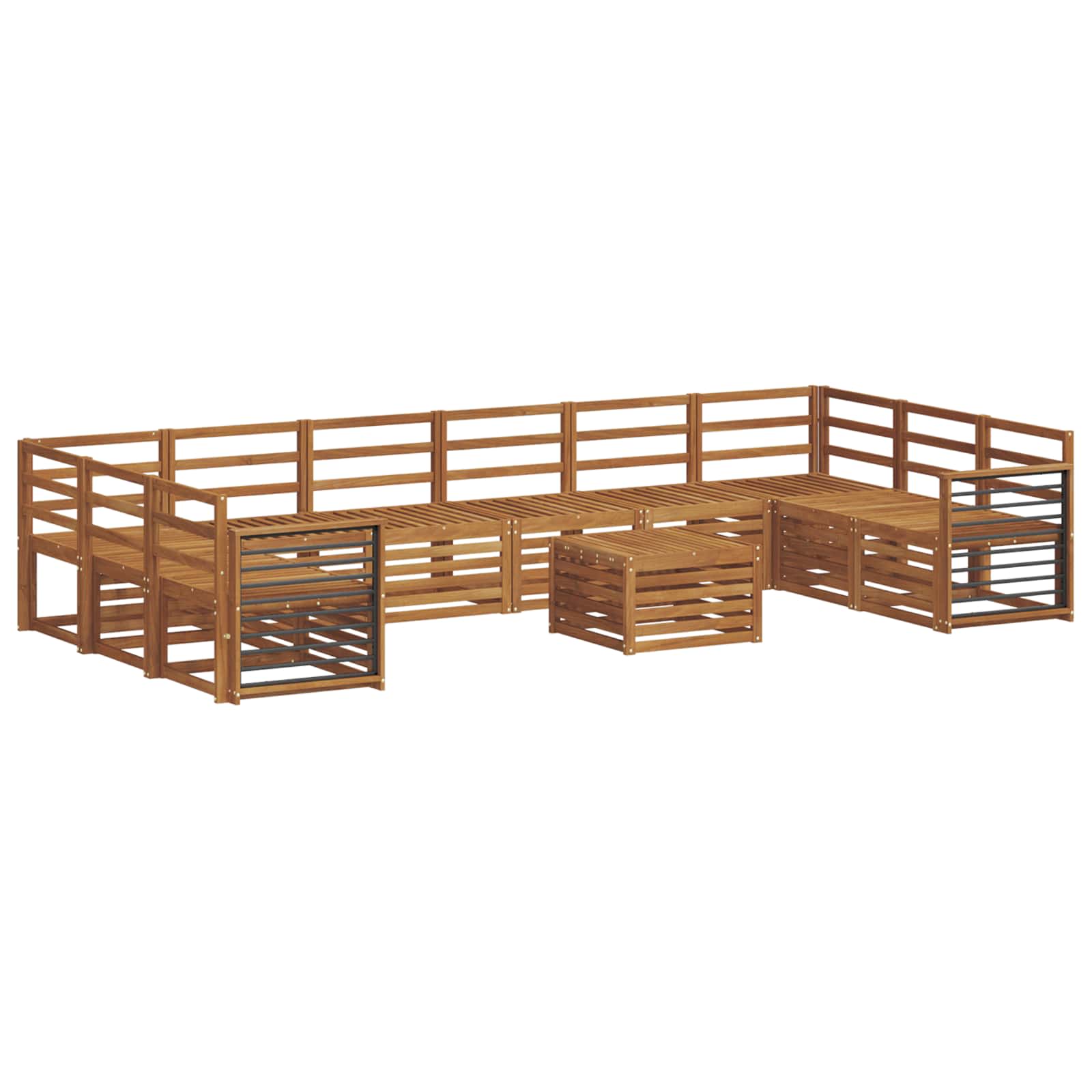 vidaXL Outdoor Sofa Set 11 pcs Natural 2