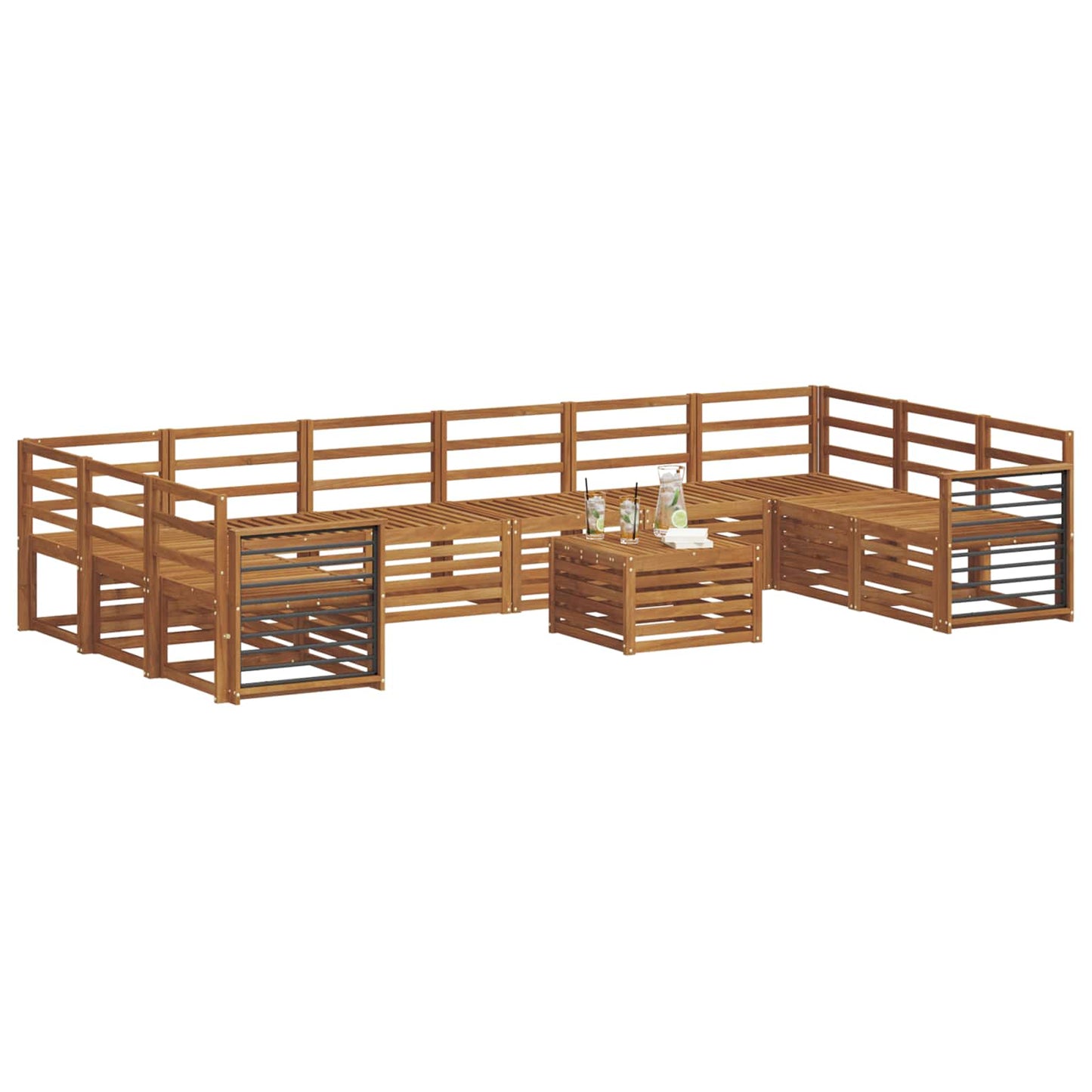vidaXL Outdoor Sofa Set 11 pcs Natural 3