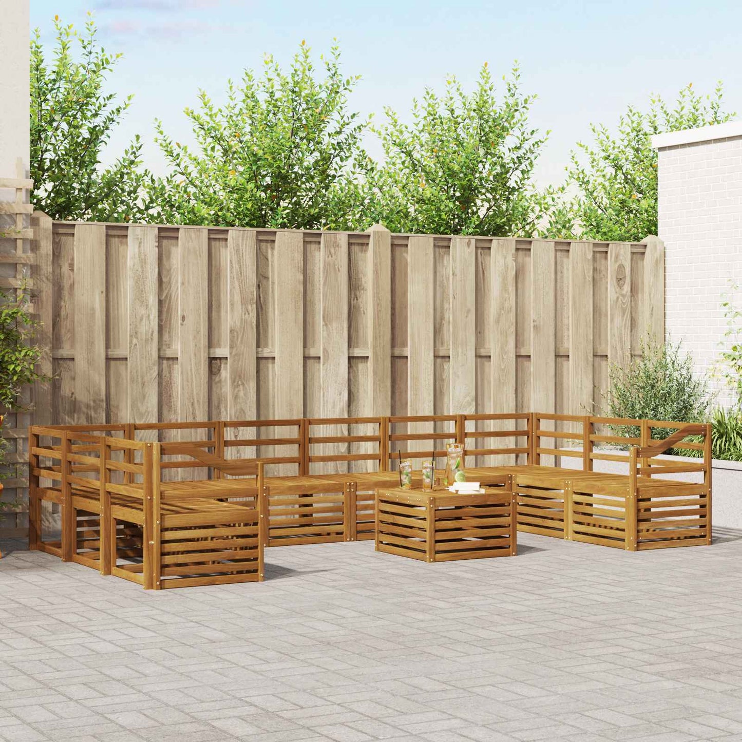 vidaXL Outdoor Sofa Set 11 pcs Natural 1