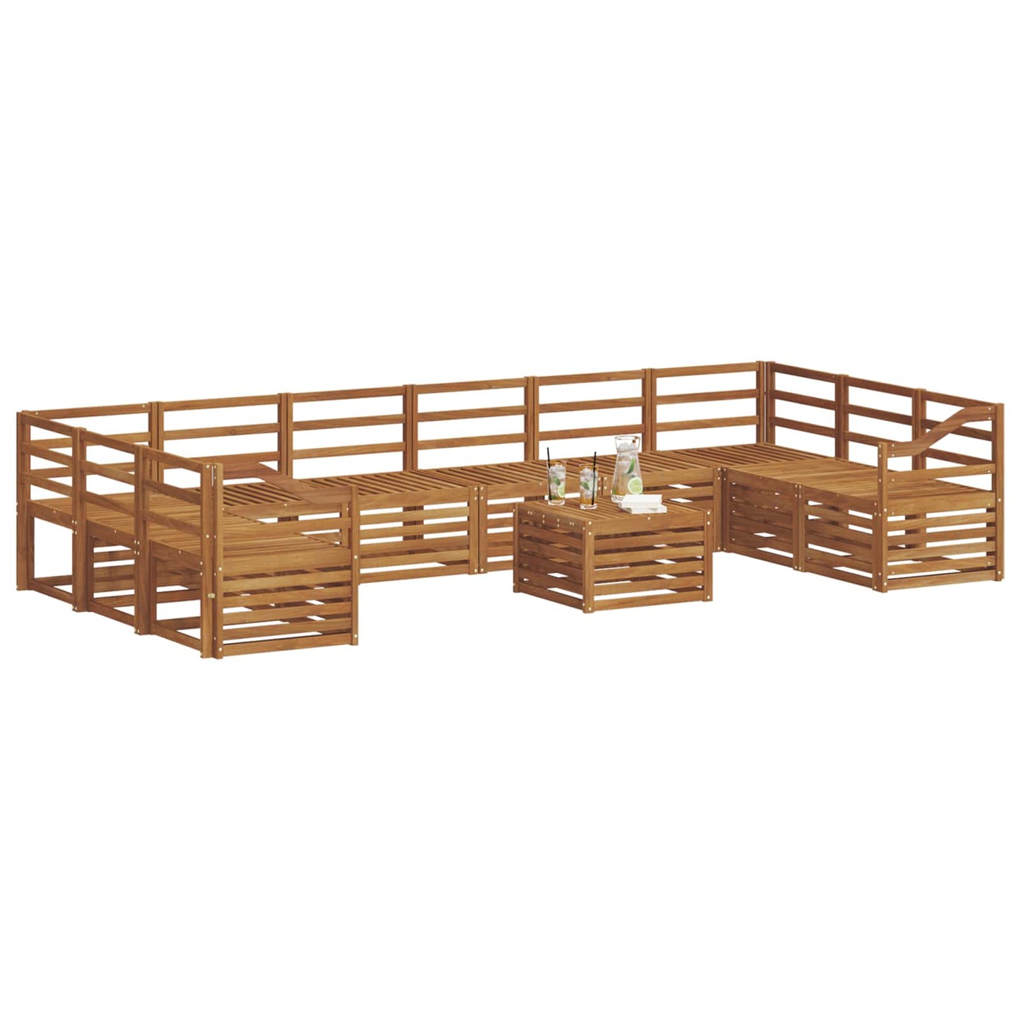 vidaXL Outdoor Sofa Set 11 pcs Natural 3