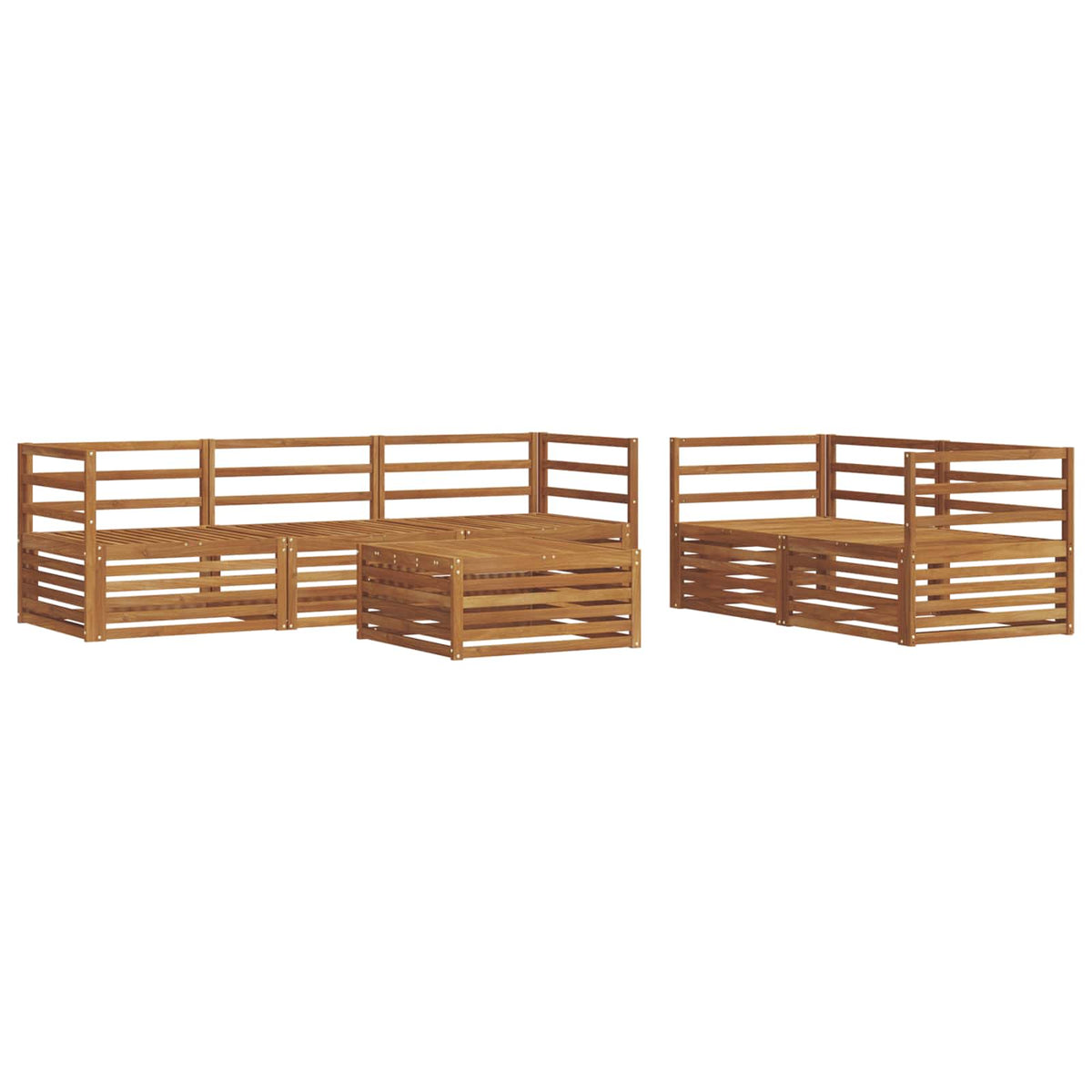 Outdoor Sofa Set 6 pcs Solid Acacia Wood Natural Horizontal slats