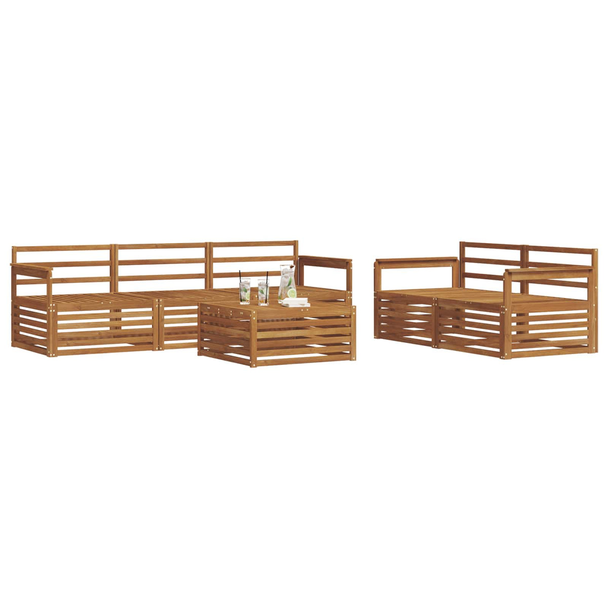 vidaXL Outdoor Sofa Set 6 pcs Natural Solid Acacia Wood 3