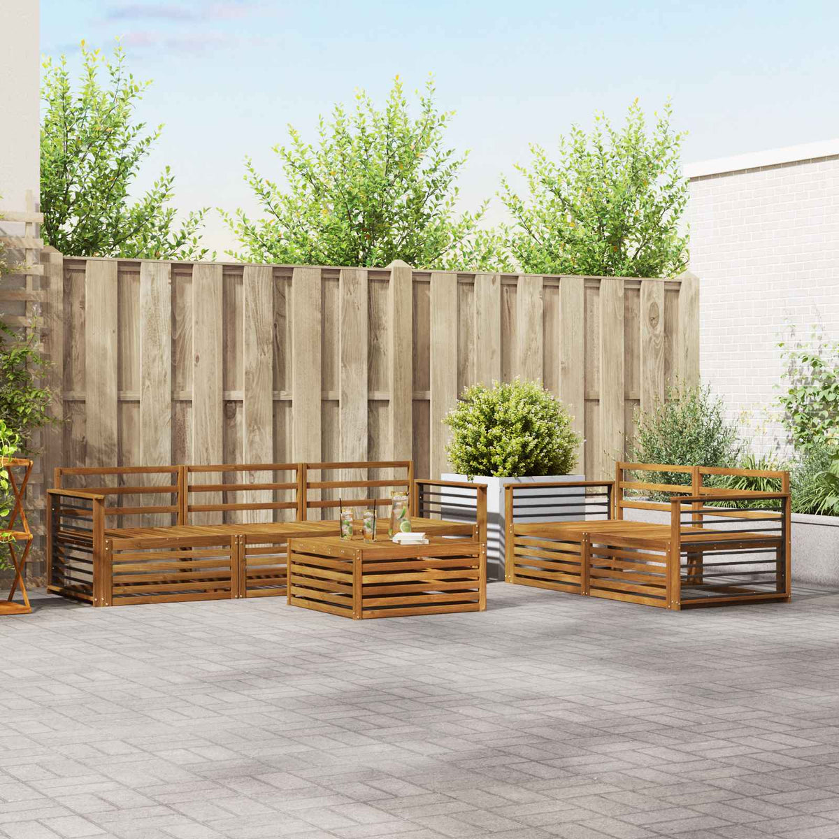 vidaXL Outdoor Sofa Set 6 pcs Natural Solid Acacia Wood 1