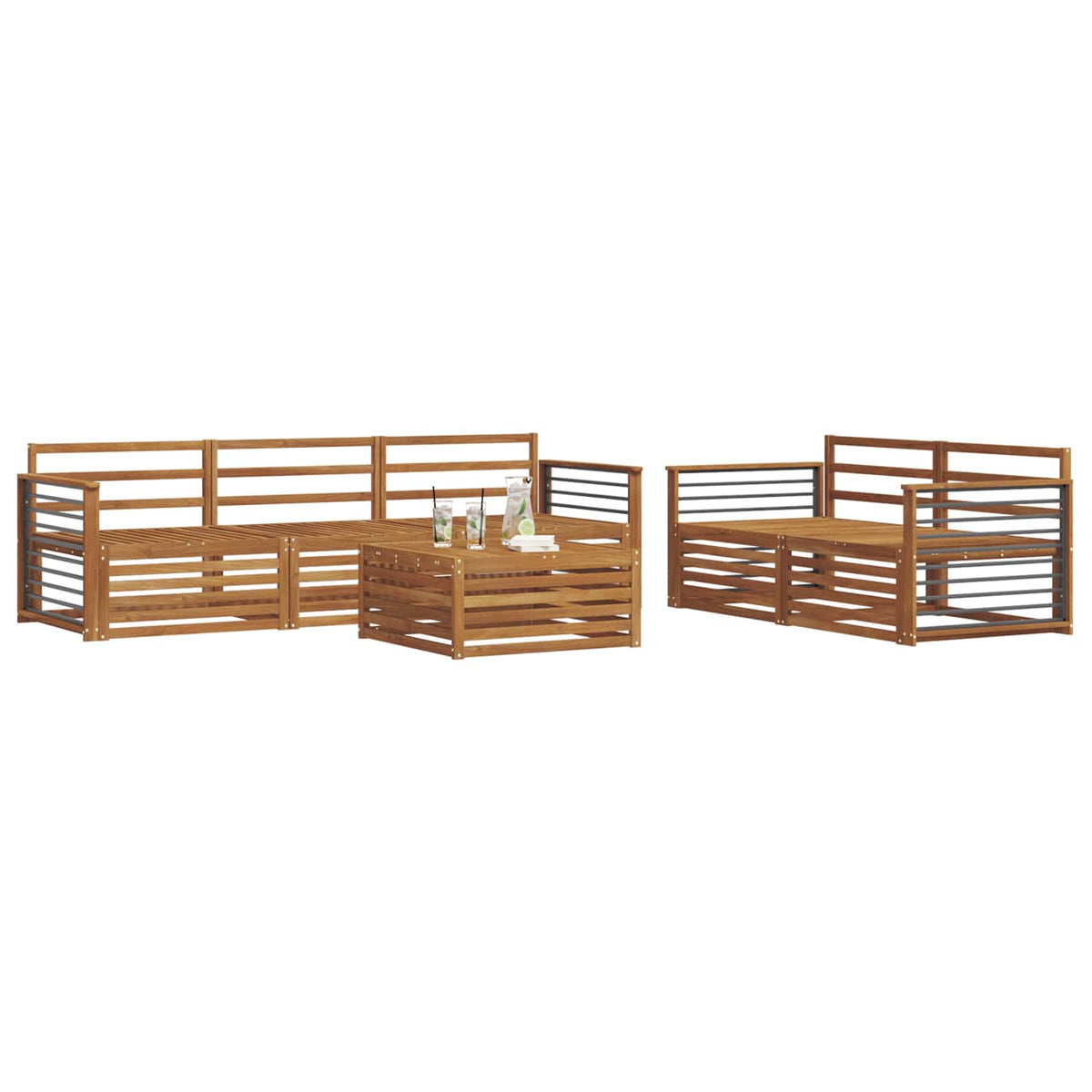 vidaXL Outdoor Sofa Set 6 pcs Natural Solid Acacia Wood 3