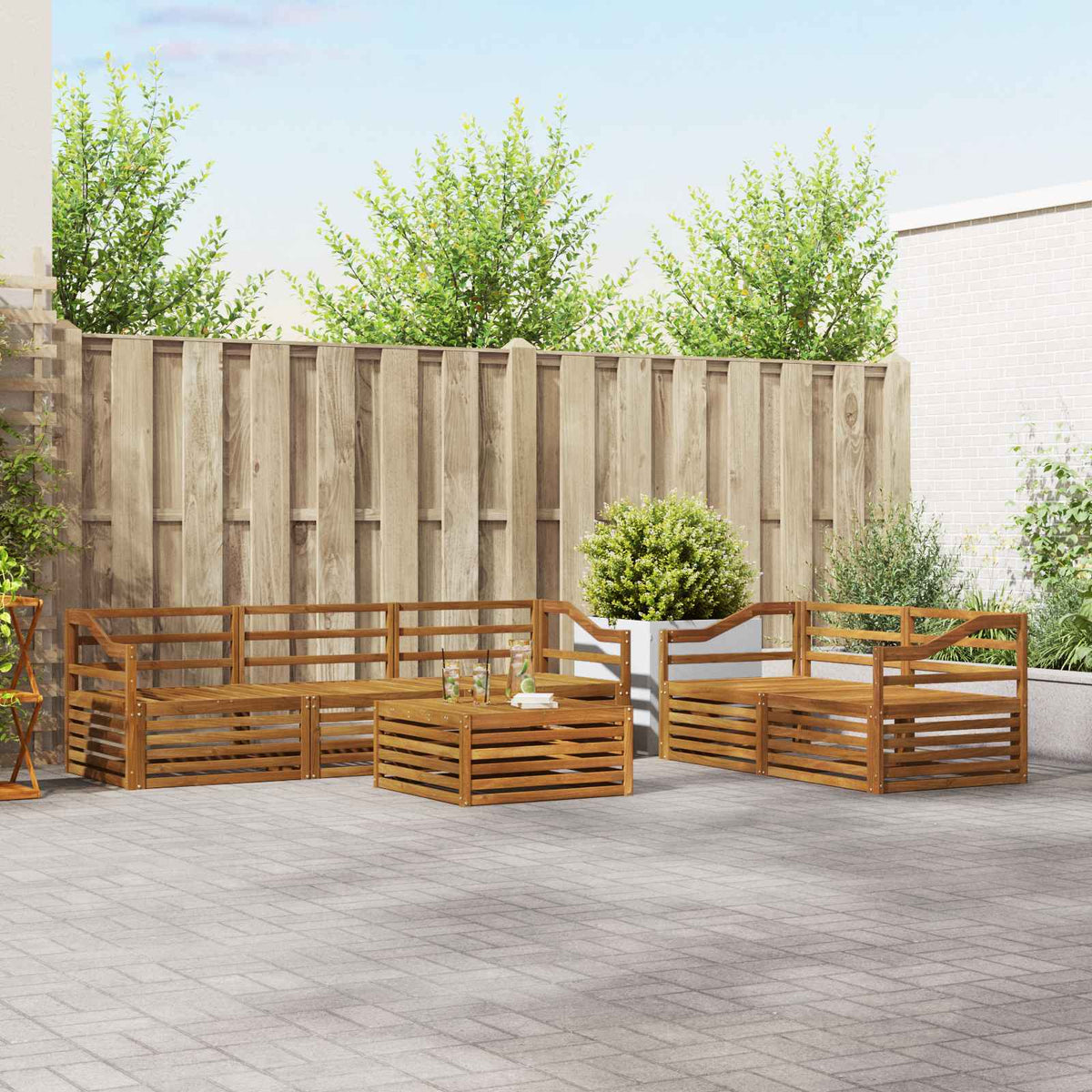 vidaXL Outdoor Sofa Set 6 pcs Natural Solid Acacia Wood 1