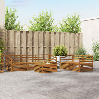 Outdoor Sofa Set 6 pcs Solid Acacia Wood Natural Sloped