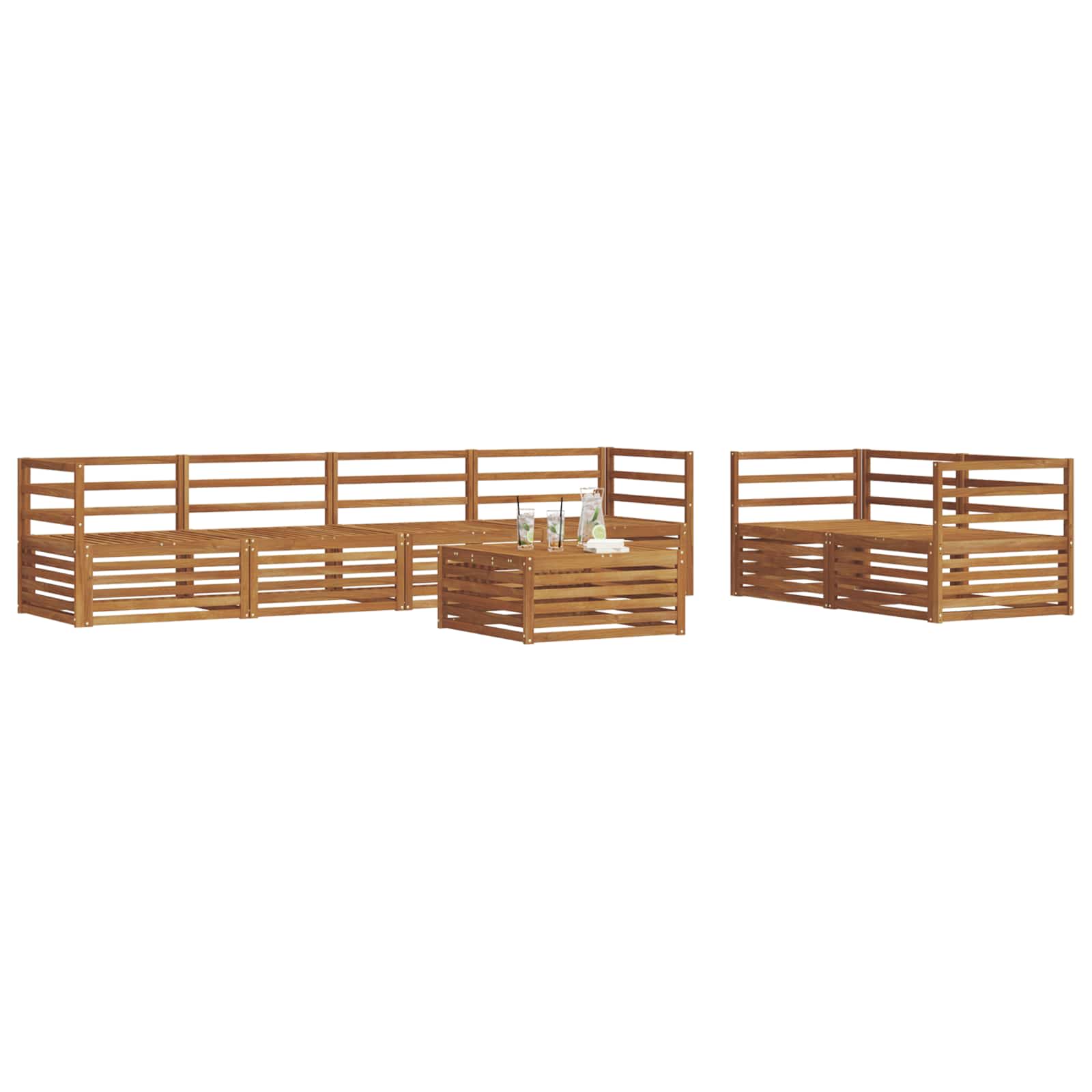 vidaXL Outdoor Sofa Set 7 pcs Natural Solid Acacia Wood 3