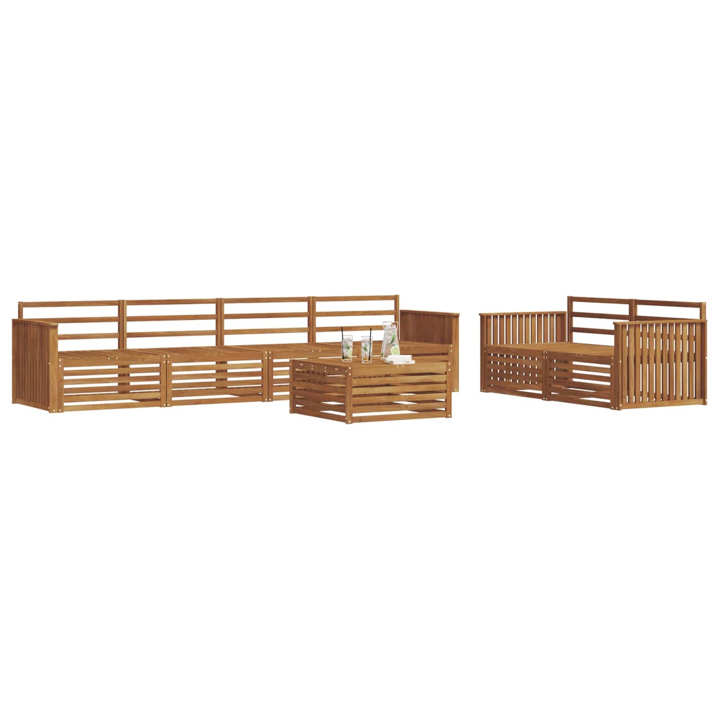 vidaXL Outdoor Sofa Set 7 pcs Natural Solid Acacia Wood 3