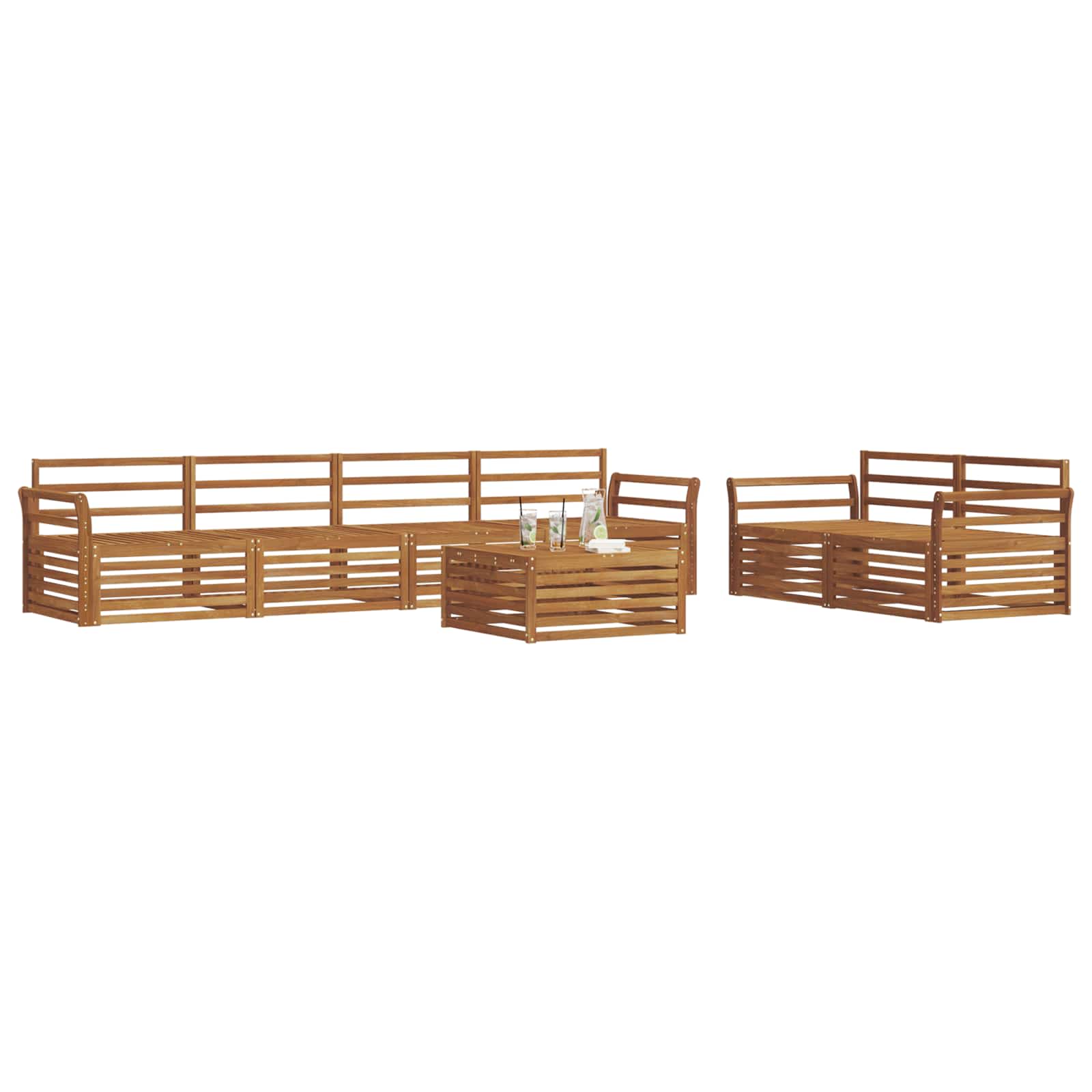 vidaXL Outdoor Sofa Set 7 pcs Natural Solid Acacia Wood 3