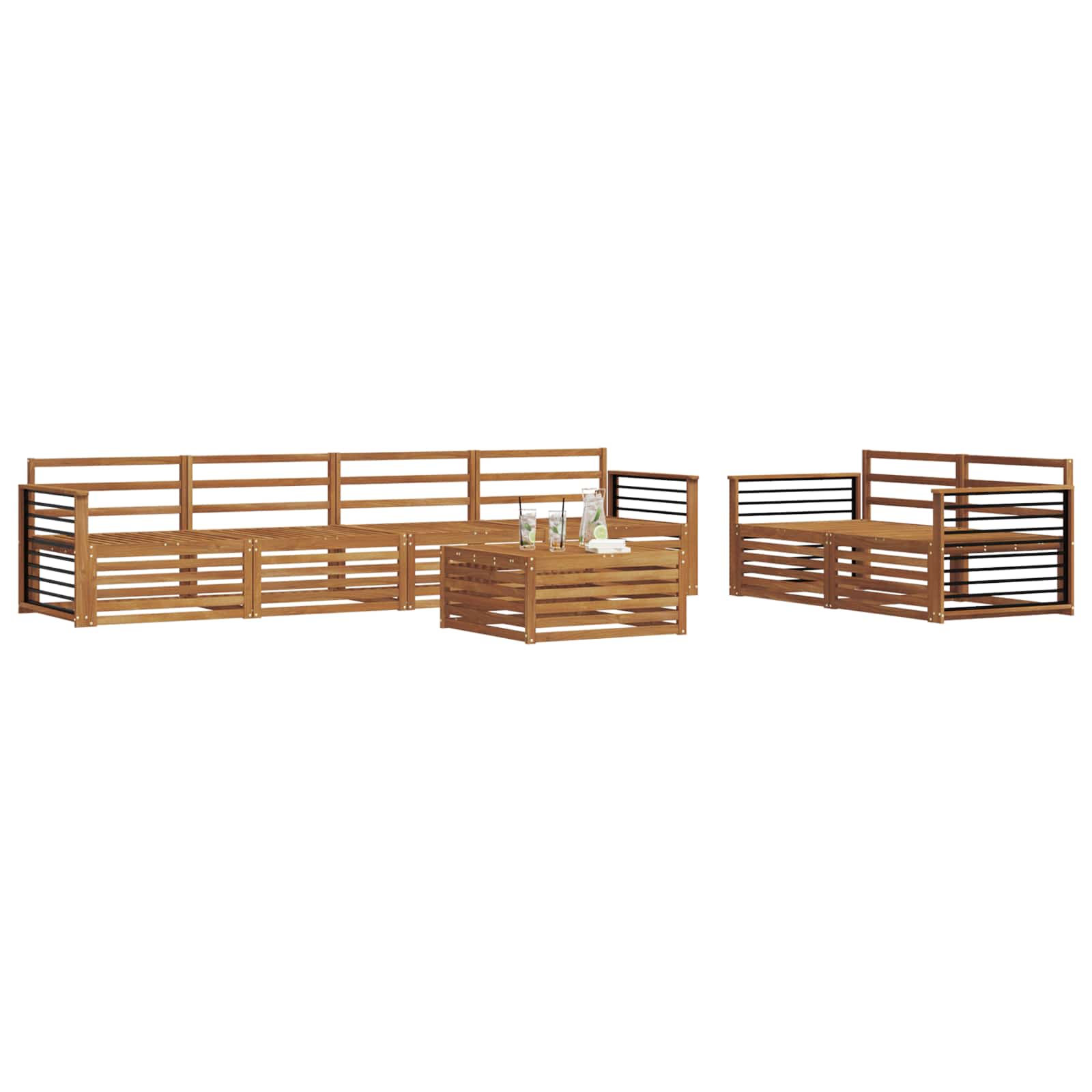vidaXL Outdoor Sofa Set 7 pcs Natural Solid Acacia Wood 3