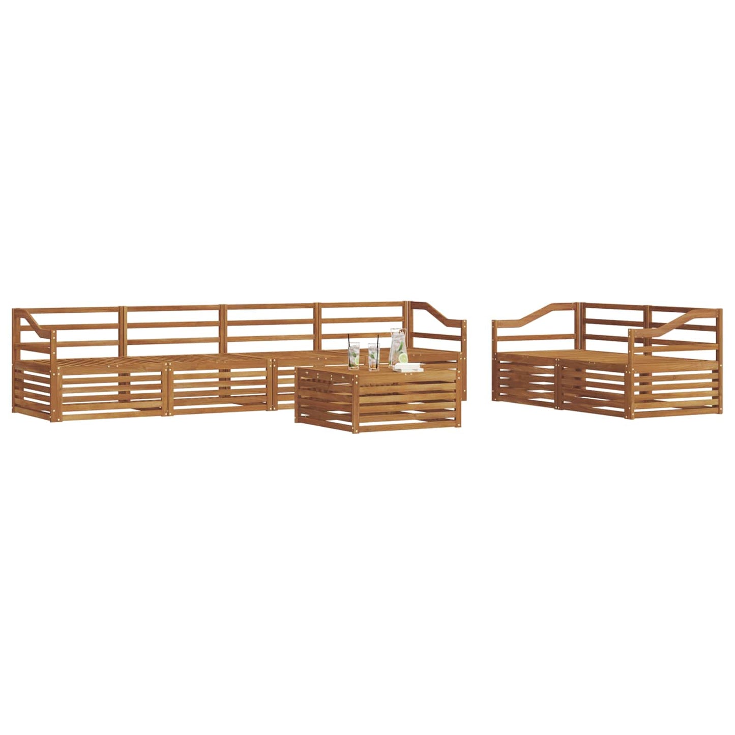 vidaXL Outdoor Sofa Set 7 pcs Natural Solid Acacia Wood 3