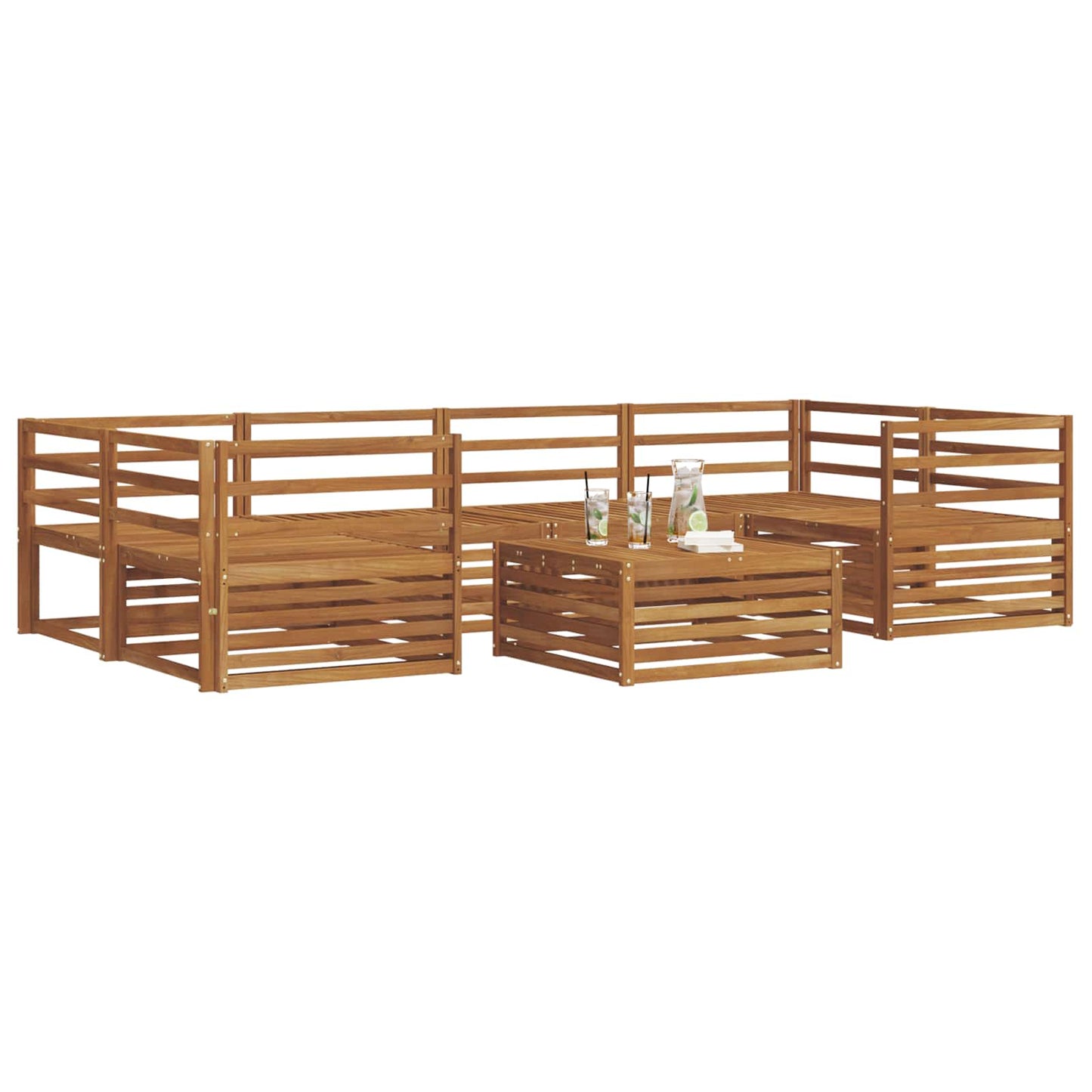 vidaXL Outdoor Sofa Set 7 pcs Natural Solid Acacia Wood 3