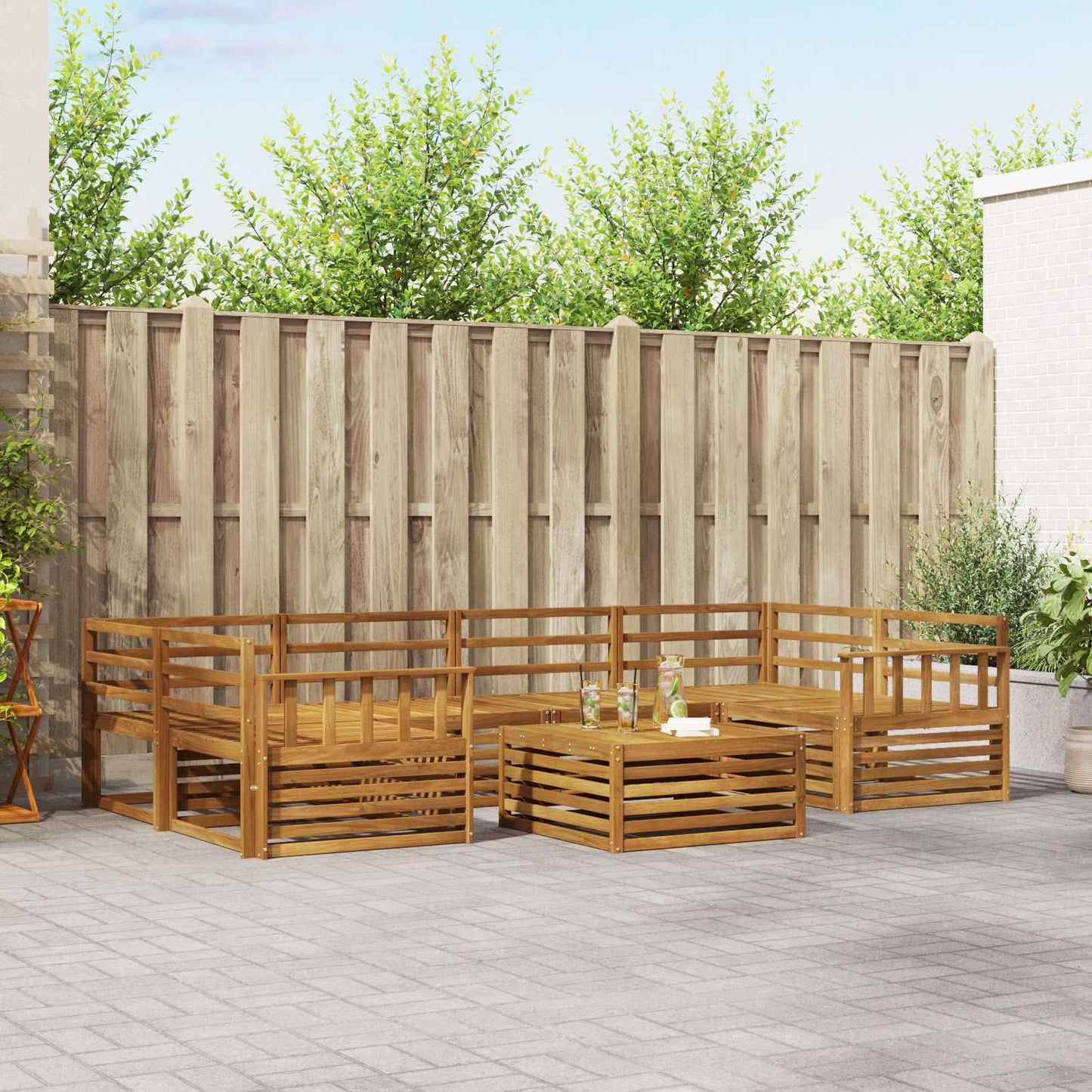 vidaXL Outdoor Sofa Set 7 pcs Natural Solid Acacia Wood 1