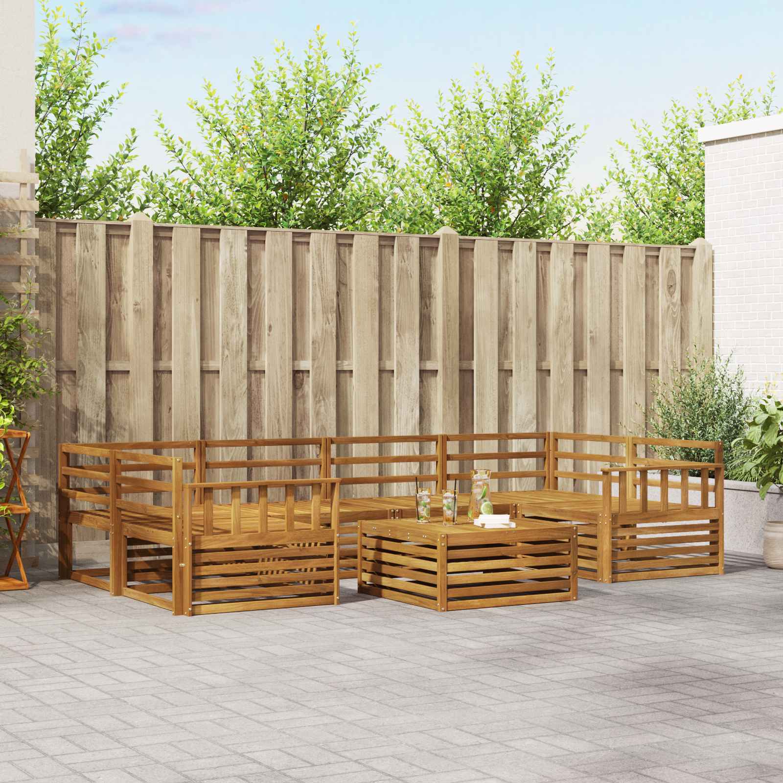 vidaXL Outdoor Sofa Set 7 pcs Natural Solid Acacia Wood 1
