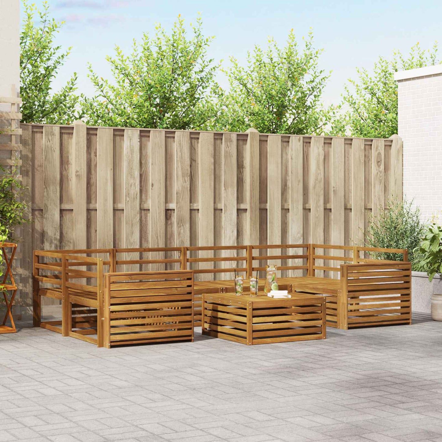 vidaXL Outdoor Sofa Set 7 pcs Natural Solid Acacia Wood 1